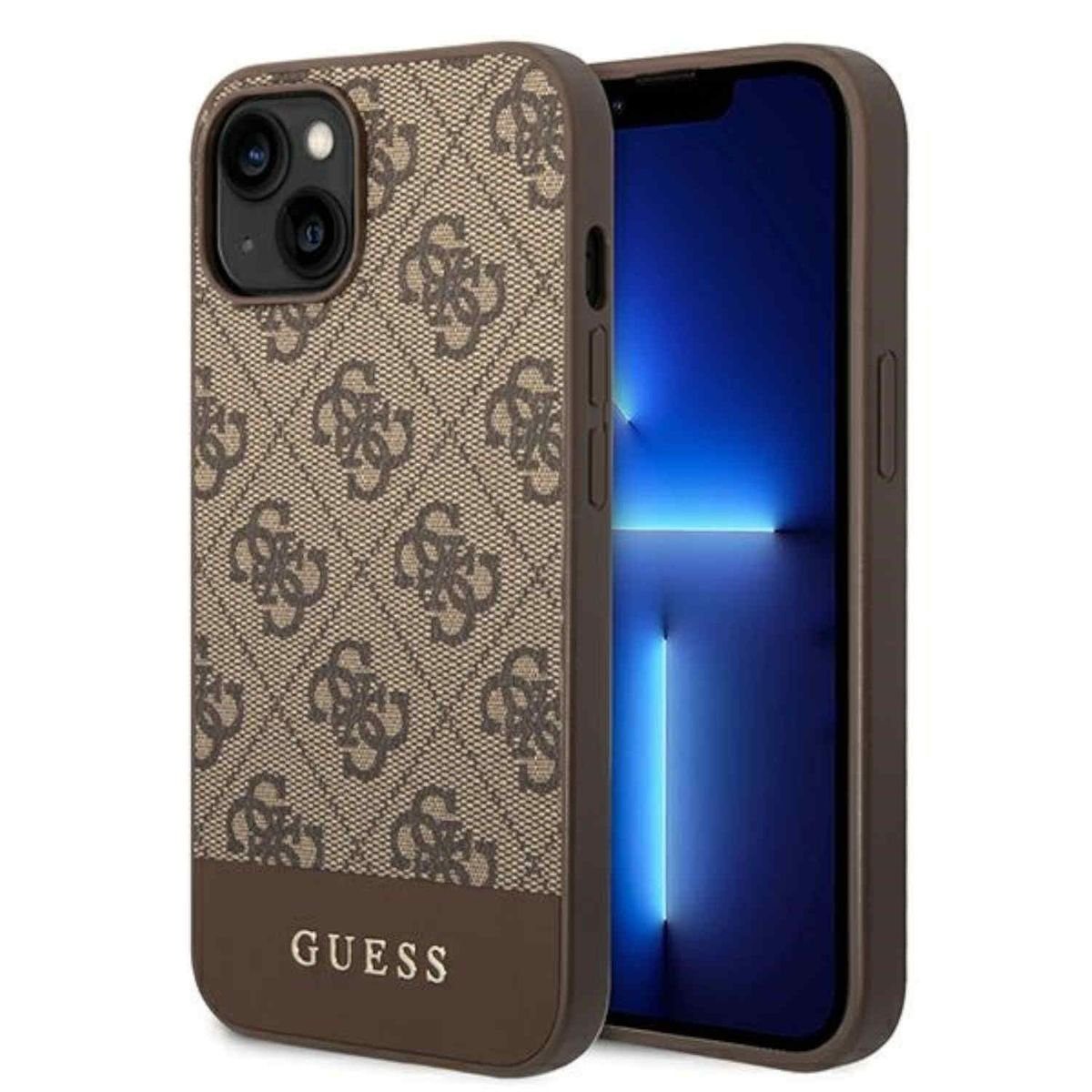 Guess Handyhülle GUESS Schutzhülle für Apple iPhone 14 Plus Braun Hülle Case Cover Etui Schutz