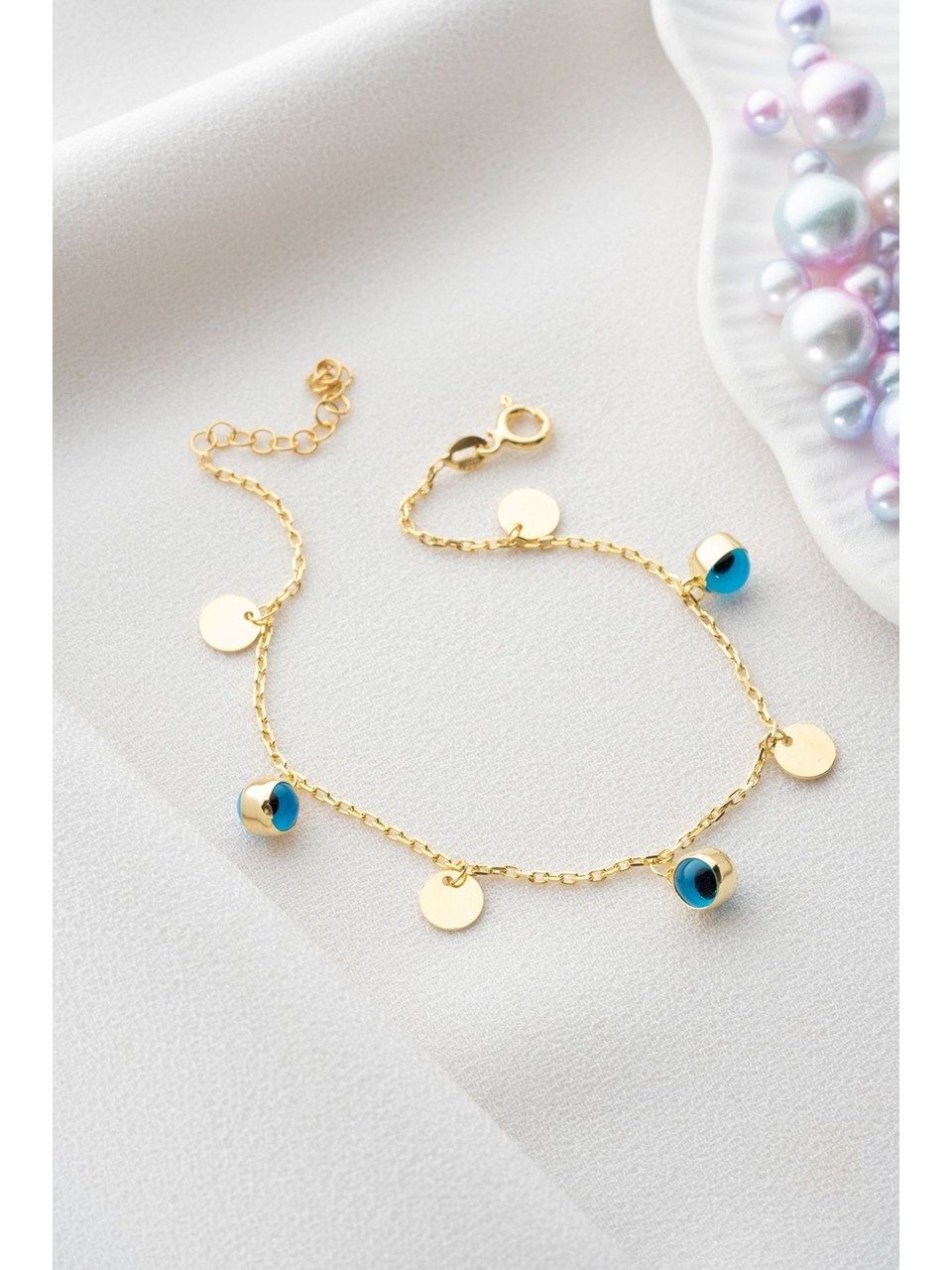 Nisan Ketten und Armband Set, Silber Damenarmband mit Nazar-Auge und runden günstig online kaufen