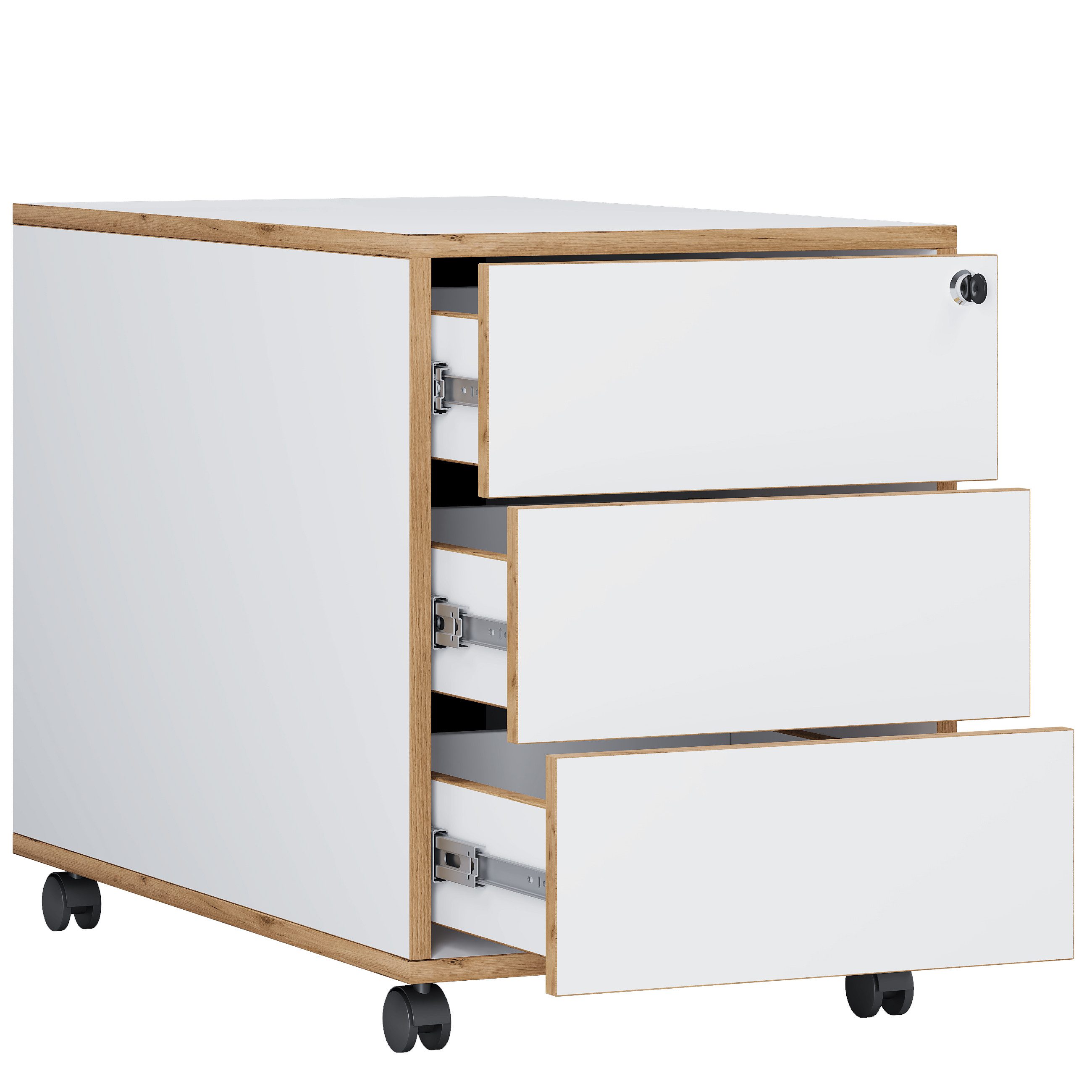 VCM Rollcontainer Holz Rollcontainer Bürocontainer Salia 3 Schublade