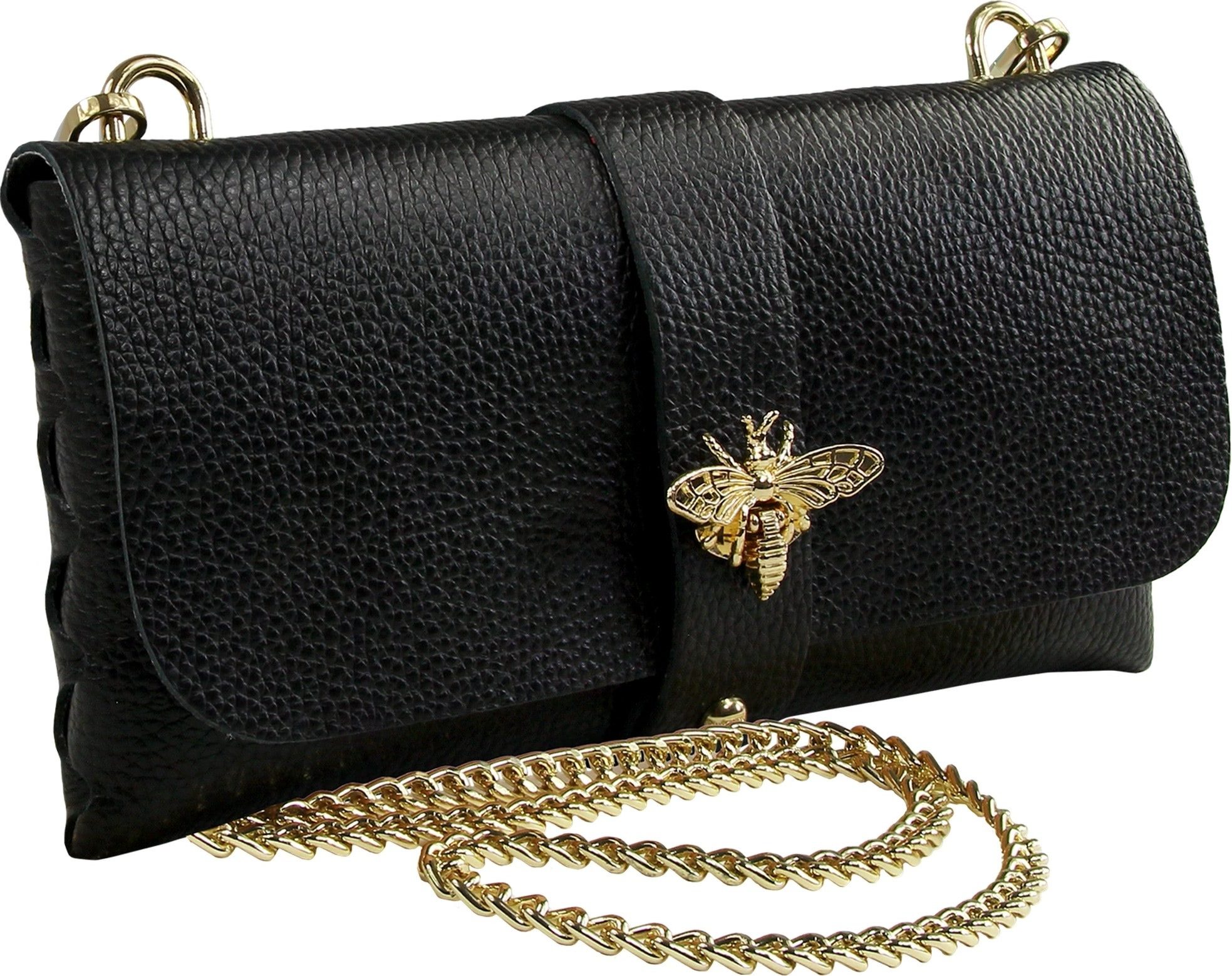 Schultertasche Toscanto Tasche schwarz Leder Clutch