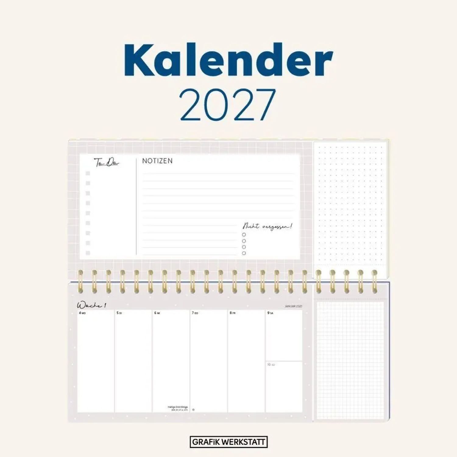Grafik Werkstatt Tischkalender Wochenplaner 2027 Mein Jahr 2027 (mit Kalendarium)