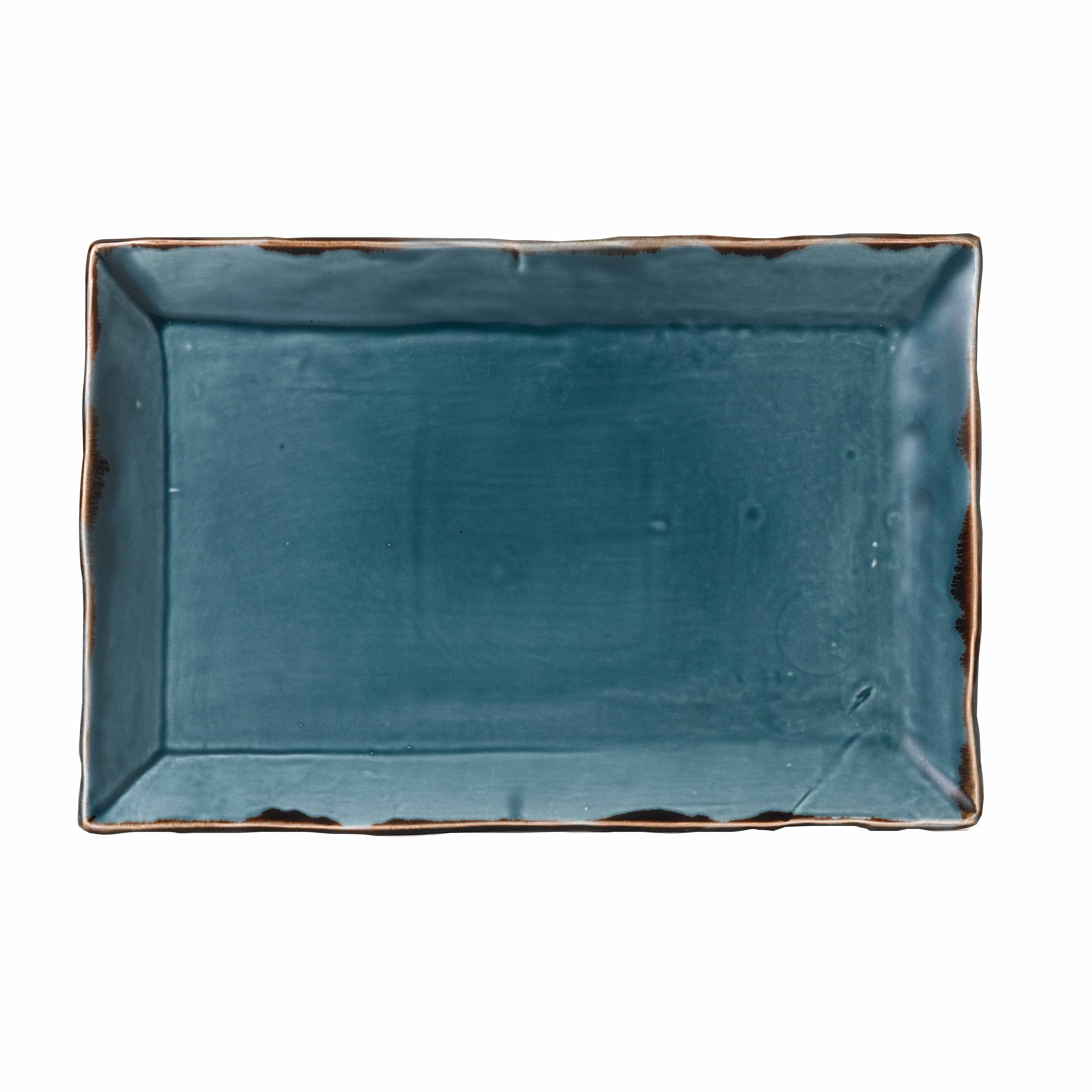 Porzellan 34.5x23.3cm Dudson Rechteckig Feinstes Dudson Stück, Servierbrett Harvest Blau Tablett 6