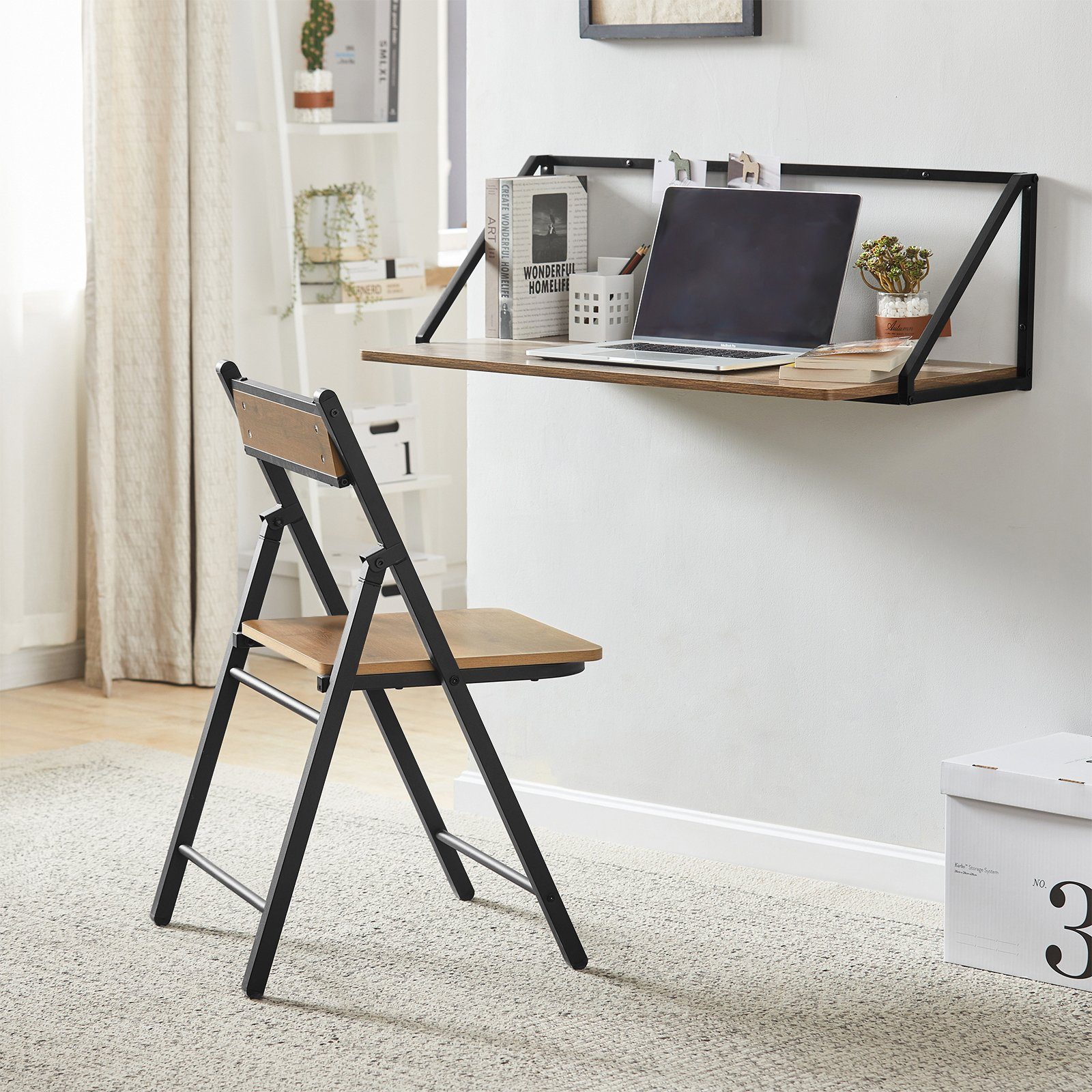 SoBuy Klappstuhl FST88, Esszimmerstuhl Schreibtischstuhl Schminktisch Bürostuhl, Küchenstuhl Stuhl bis 150 kg belastbar für Gäste, Büro, Camping – Bild 3 von 5