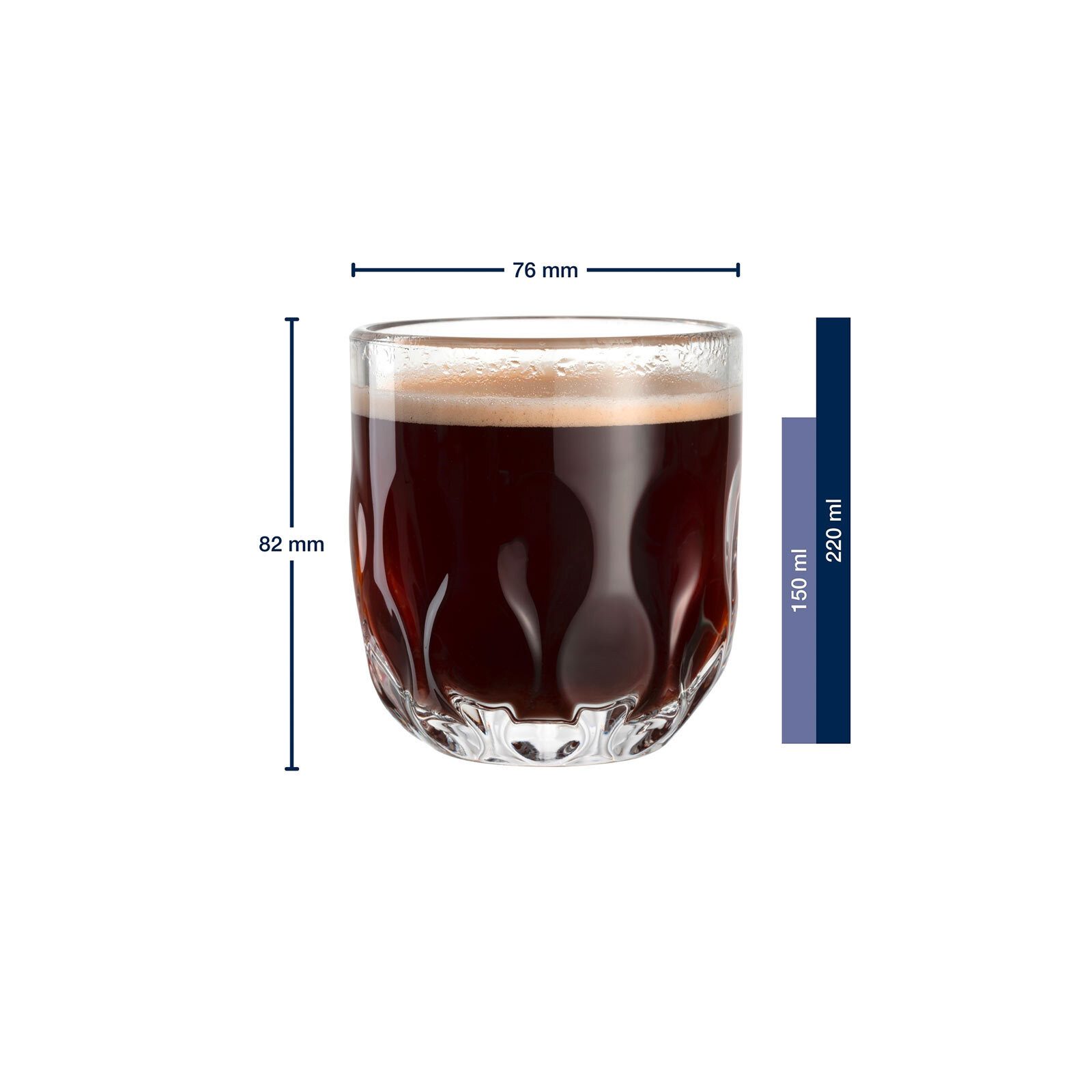 LEONARDO Latte-Macchiato-Glas Gocce Kaffeegläser (3) 220 ml 2er Set, 2-tlg., Glas