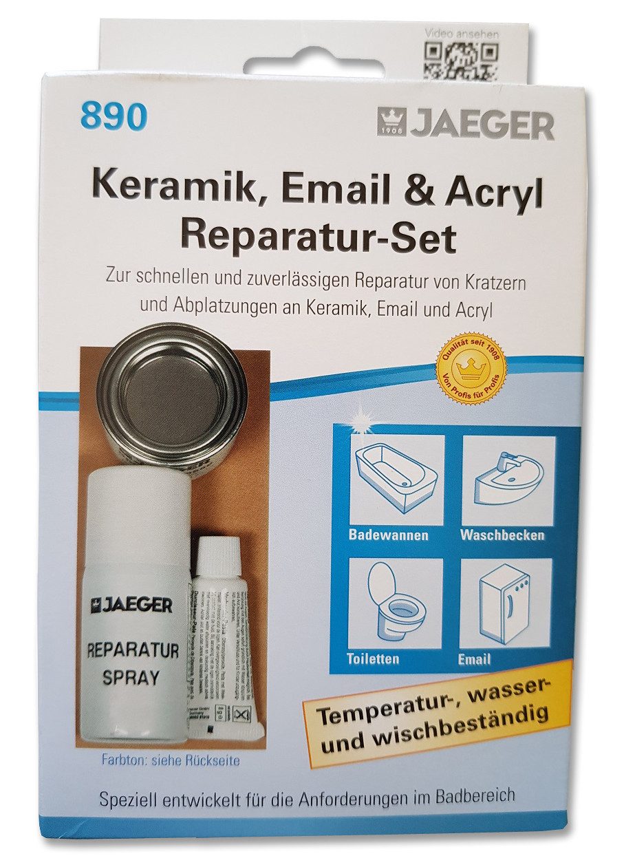 Jaegerlacke Reparatur-Set Reparaturset 890 für Keramik, Emaille und Acryl, speziell für den Sanitärbereich