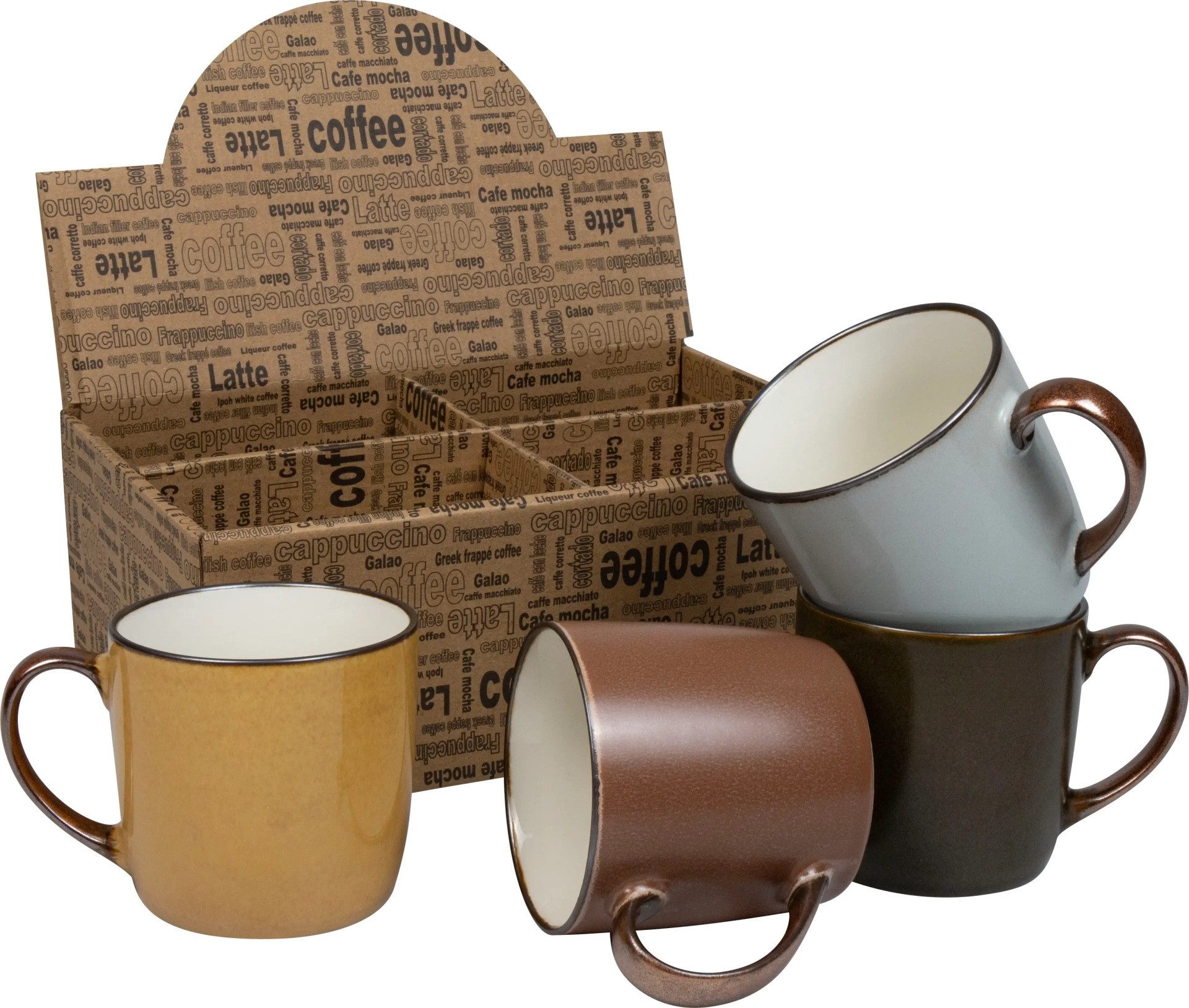 Becher 4 x Kaffeebecher Set "Just Coffee" New Bone Porzellan
