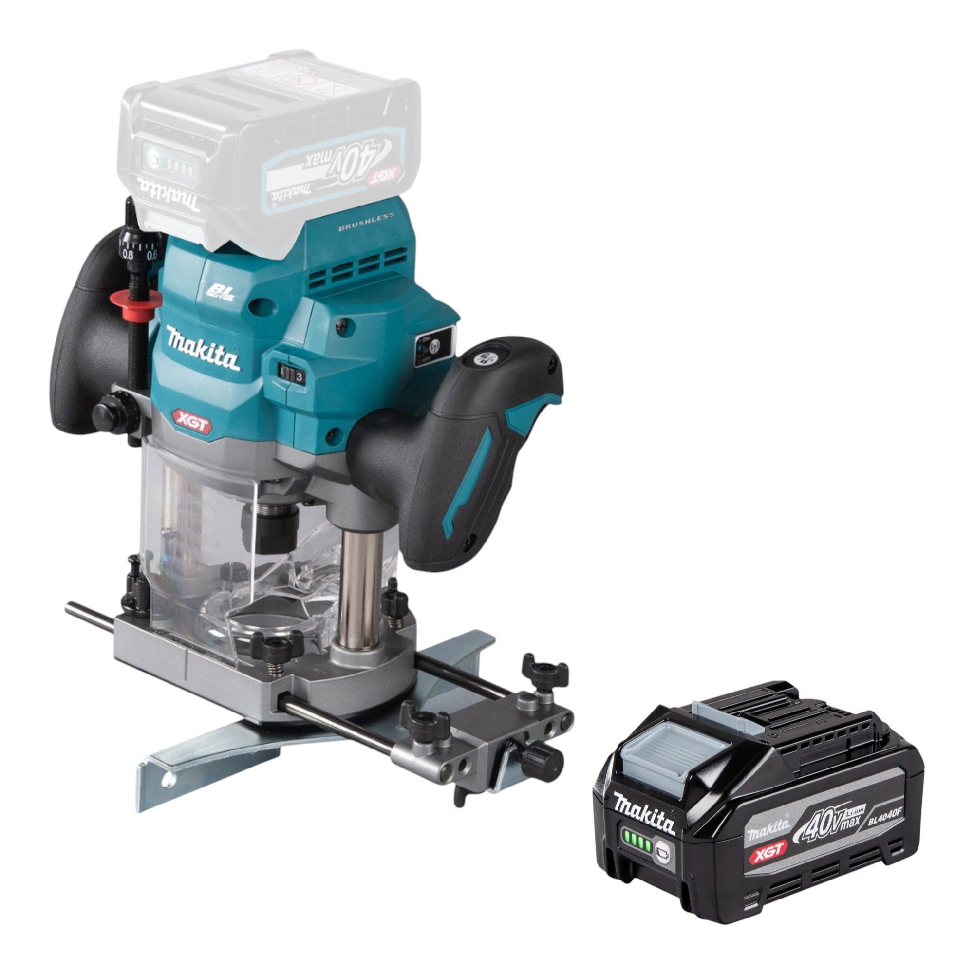 Makita Oberfräse RP 001 GU1 Akku 40 V max. 12 mm Brushless + 1x Akku 4,0 Ah