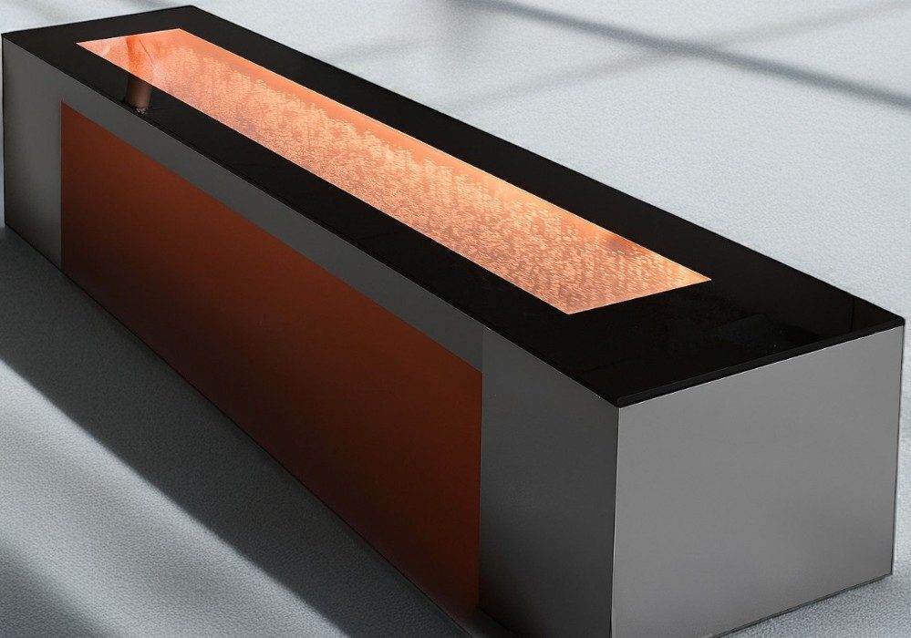 Xlmoebel Couchtisch LED-Kaffeetisch mit Glas- und Metallkonstruktion, blasenbeleuchtet (1-St., Led Tisch), Hergestellt in Europa