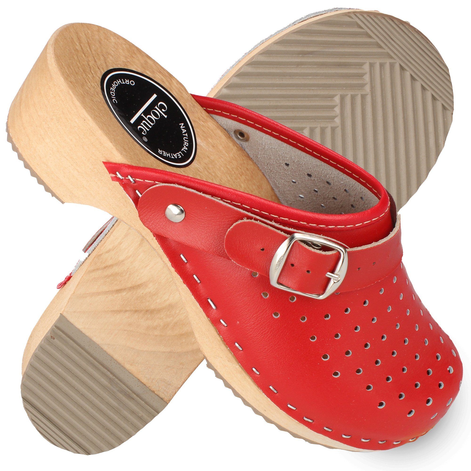 Cloque Clogs Löcher verschiedene Farben Clog Outdoor & Garten rot