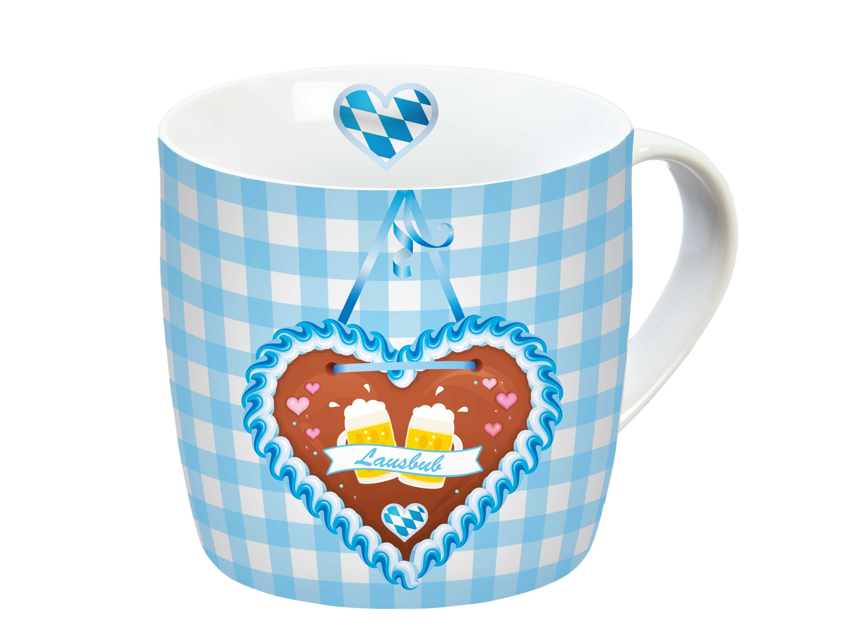 Geda Labels GmbH Tasse Oktoberfest Lausbub, 1-tlg., Porzellan, Blau, 300 ml, spülmaschinengeeignet