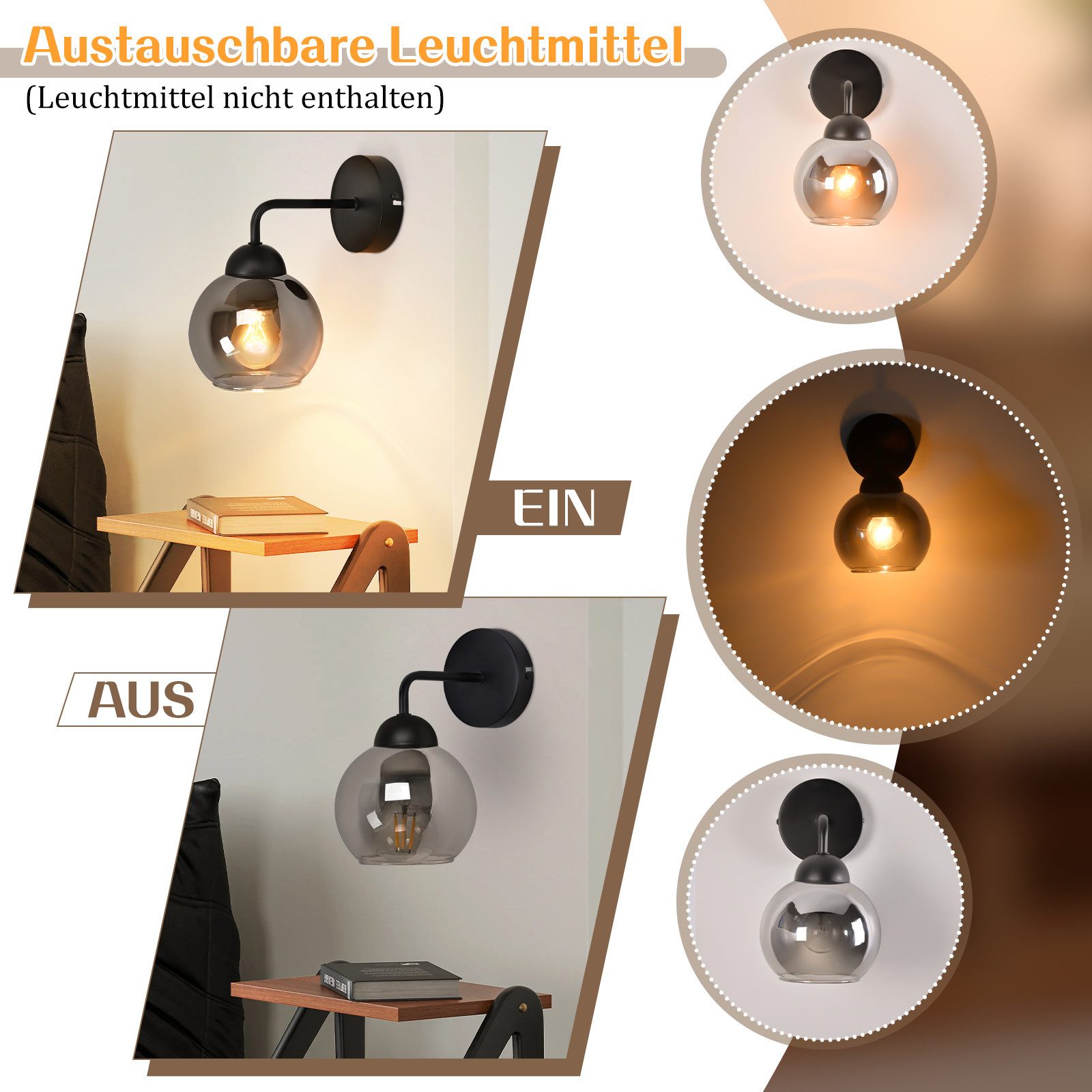 Nettlife Wandleuchte innen Vintage E27 Glas günstig online kaufen