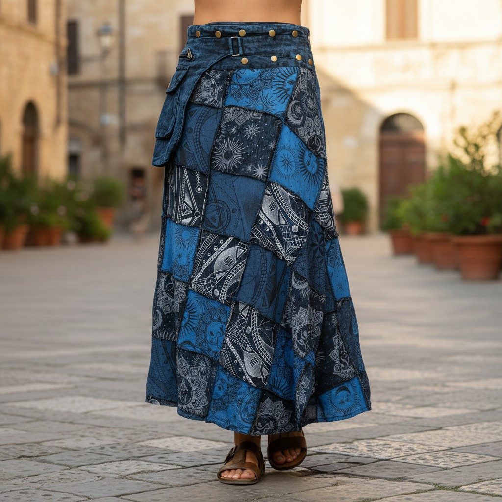 Guru-Shop Minirock Wickelrock, langer Rock mit Druckknöpfen, Boho.. alterna günstig online kaufen