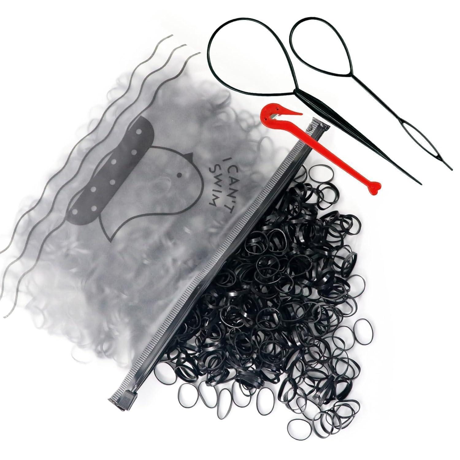 LuxusKollektion Haargummi 1000 Mini Haargummis Schwarz Dünne Gummi Haarbänder