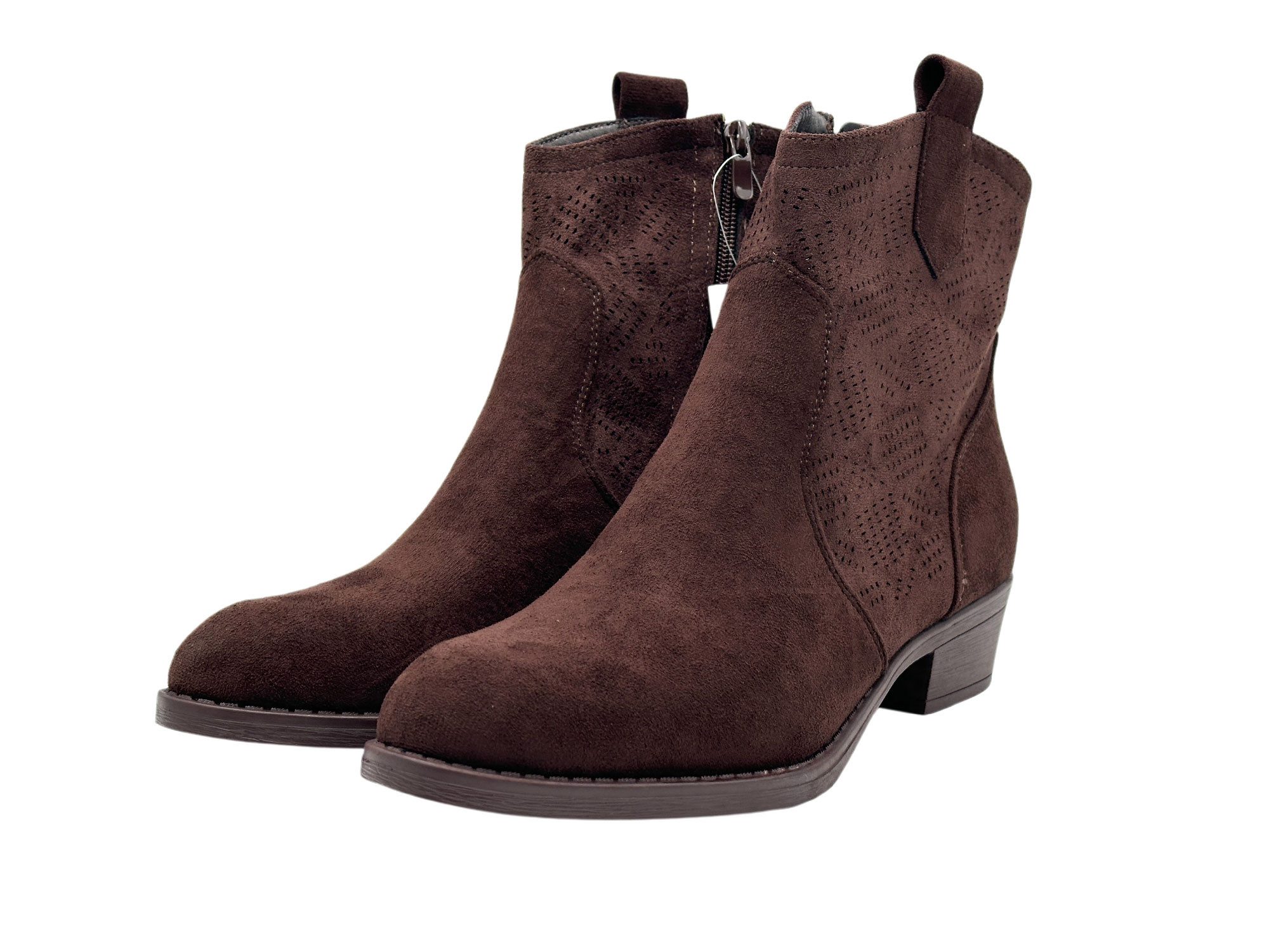 Nowaland Damen Western Stiefelette mit Lochmuster Stiefelette Modische Stiefelette im modernen Western-Look