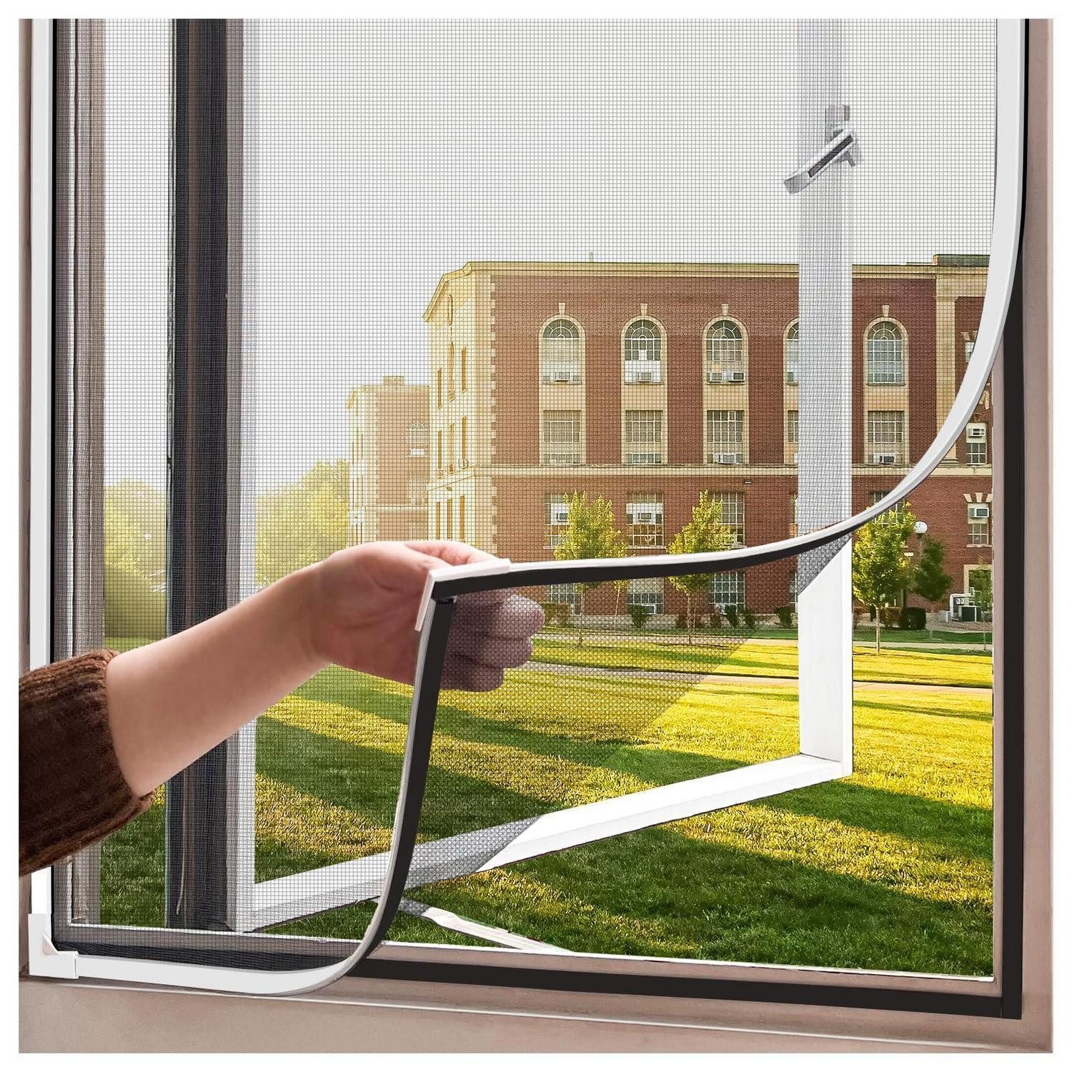 LuxusKollektion Insektenschutz-Fensterrahmen Fliegengitter Fenster 120 x 130 cm verstellbar Magnetstreifen