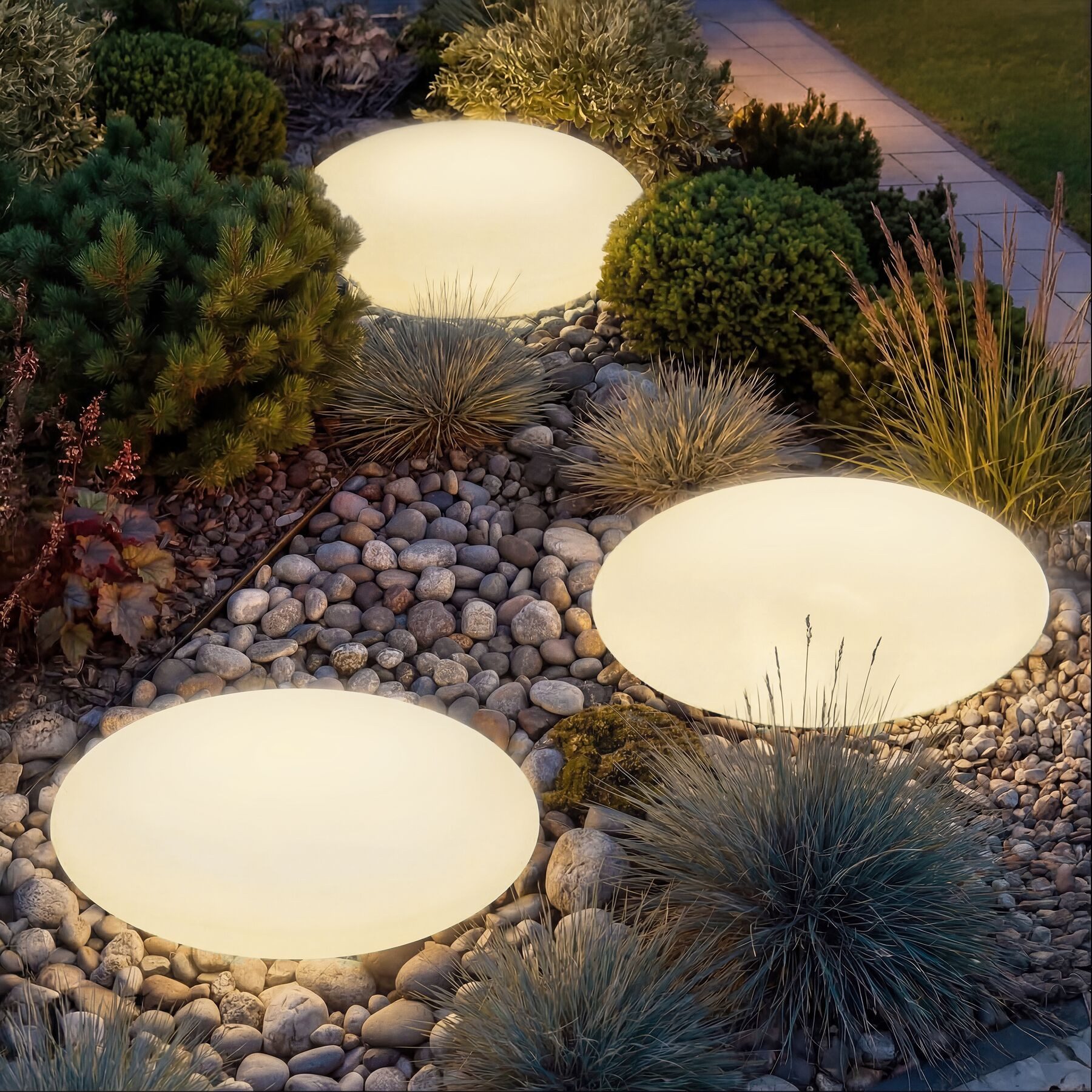tectake LED Gartenleuchte Kugelleuchte Luminous Eye, LED, mit Fernbedienung, LED, Bunt, Stylische LED-Kugel mit 3 Standfüßen und indirekter Beleuchtung