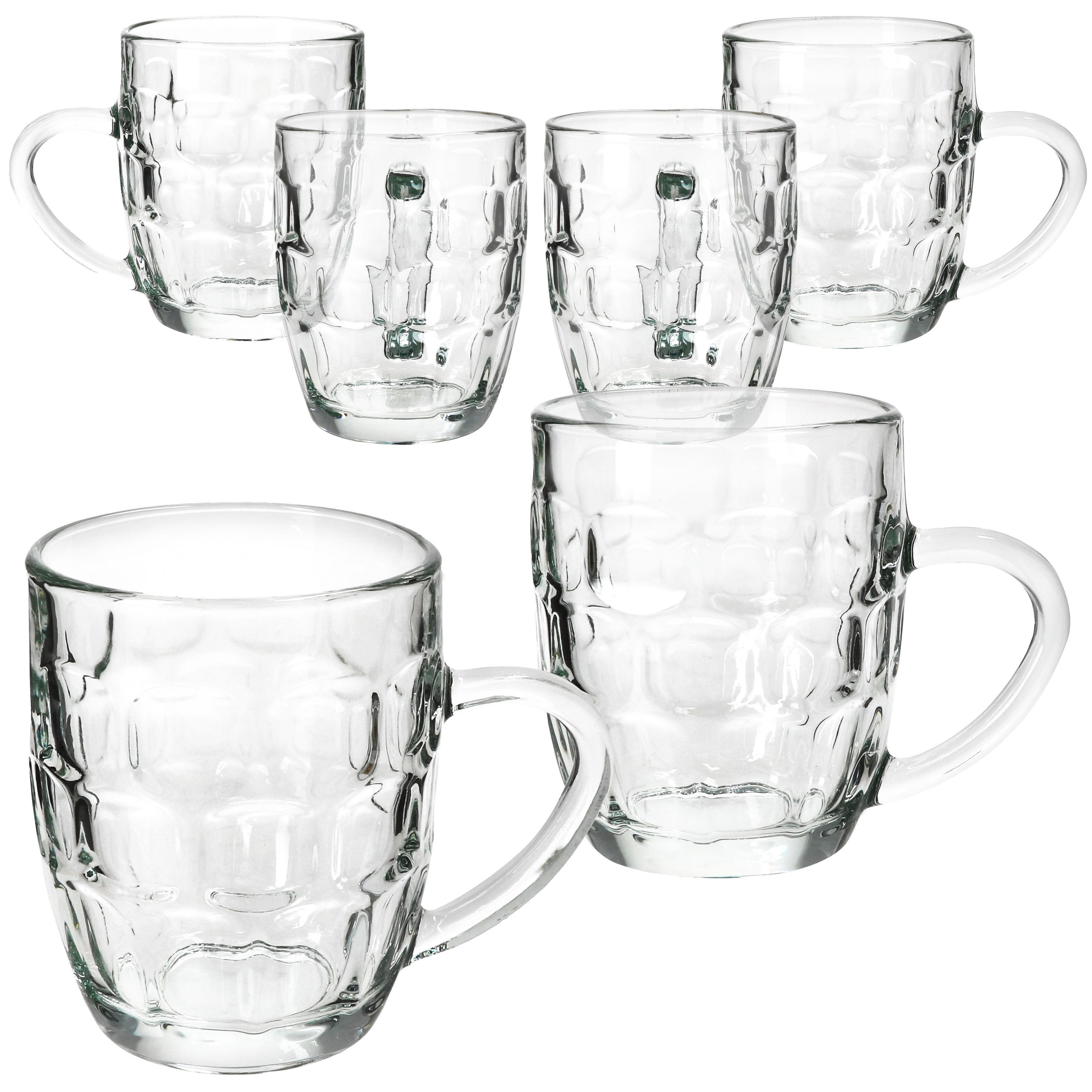 MamboCat Bierglas MamboCat 6er Set Dijon Bierkrug Glas mit Henkel & Relief 0,2L Party, Glas – Bild 2 von 5