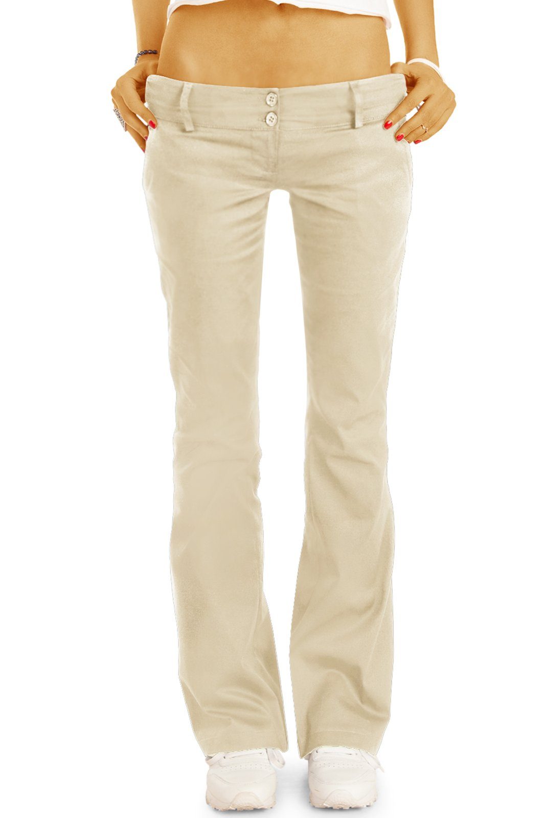 beige chino_italia Stoffhosen STYLED mit Bootcut Stretch, - Chinos BE - Hüfthosen - - h17a be Chinohose styled Damen