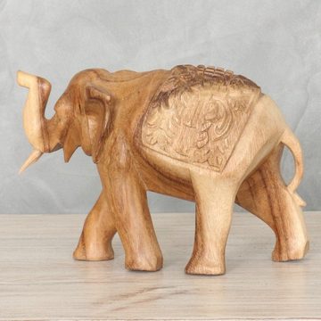 Oriental Galerie Dekofigur Elefant Skulptur mit aufwendiger Schnitzerei Natur 15 cm (1 St)