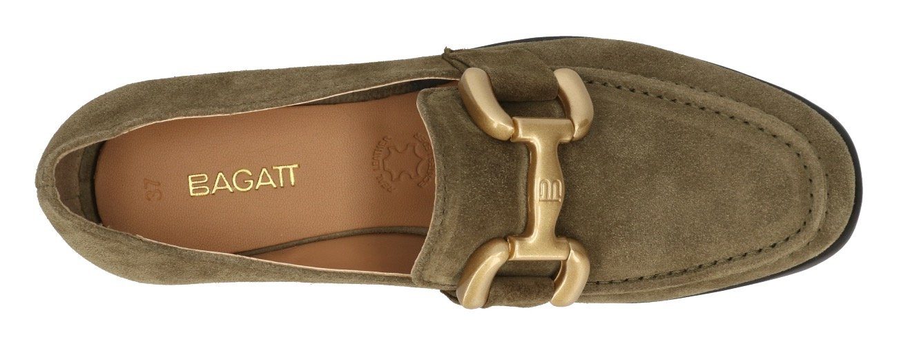 Slipper eleganter khaki BAGATT Zierspange mit