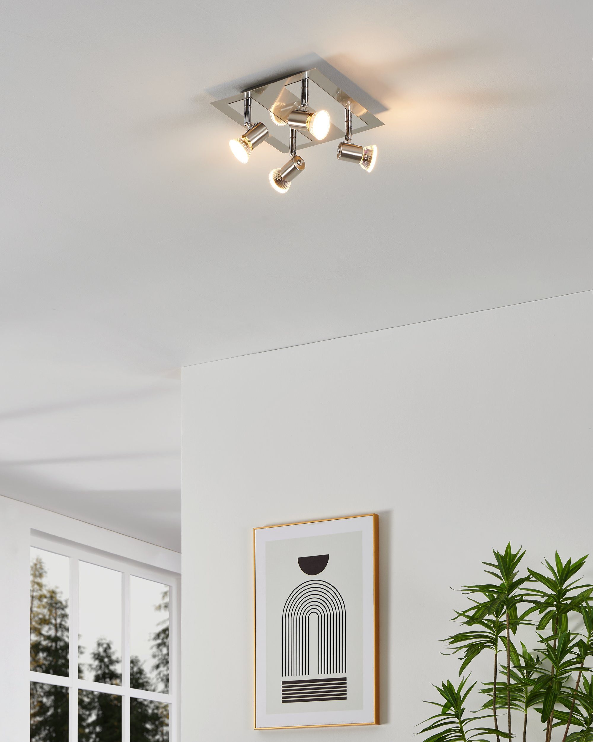 EGLO LED Deckenspot Rottelo, Leuchtmittel inklusive, Spot - L26 x B24 cm - nickel-matt, chrom - 4X4,6W inkl.
