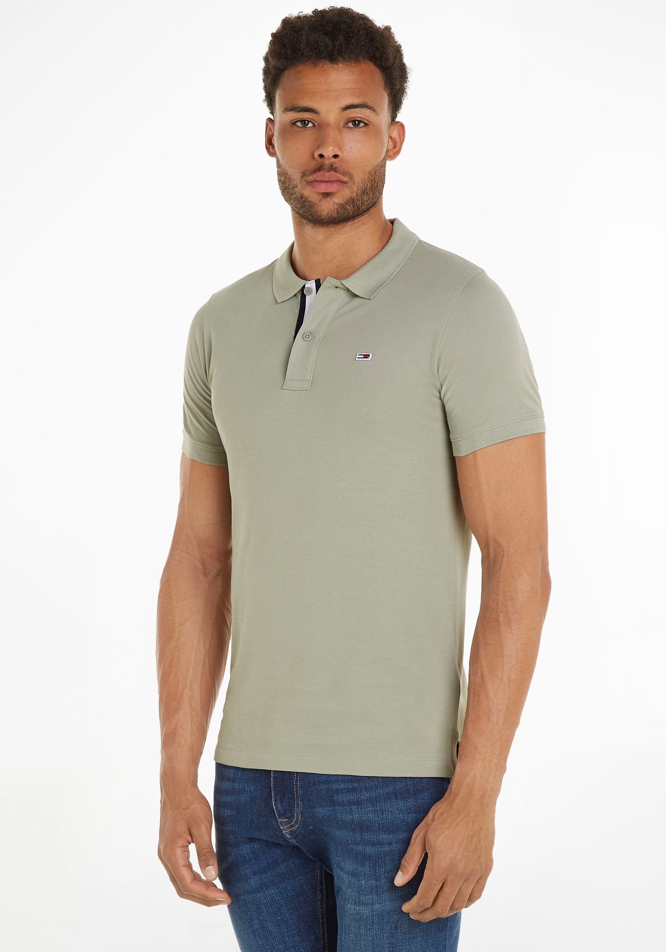 Tommy Jeans Poloshirt TJM PLACKET SLIM Willow Faded POLO