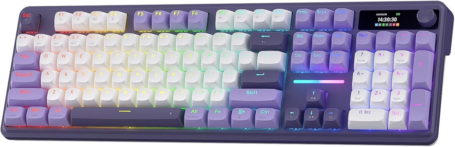 Redragon K762 Mechanical, RGB, 2.4Ghz/BT/Wired, Mint Mambo Switches Gaming-Tastatur (5-lagige Geräuschdämpfung, 3-Modus Verbindung)