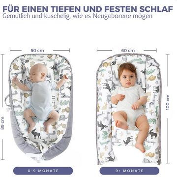 SKY & ZEN Kuschelnest Babynest: 3 teiliges Babynestchen Set für Neugeborene, (Set), flexibel Mitwachsend, für Mädchen und Jungen, leichte Reinigung