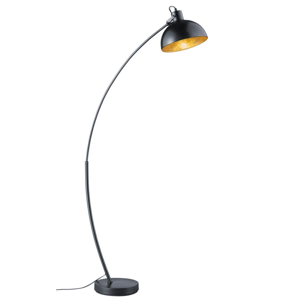 etc-shop LED Standleuchte schwarz Bogenlampe, Leselampe Bogenleuchte Stehlampe inklusive, nicht Wohnzimmer gold Leuchtmittel