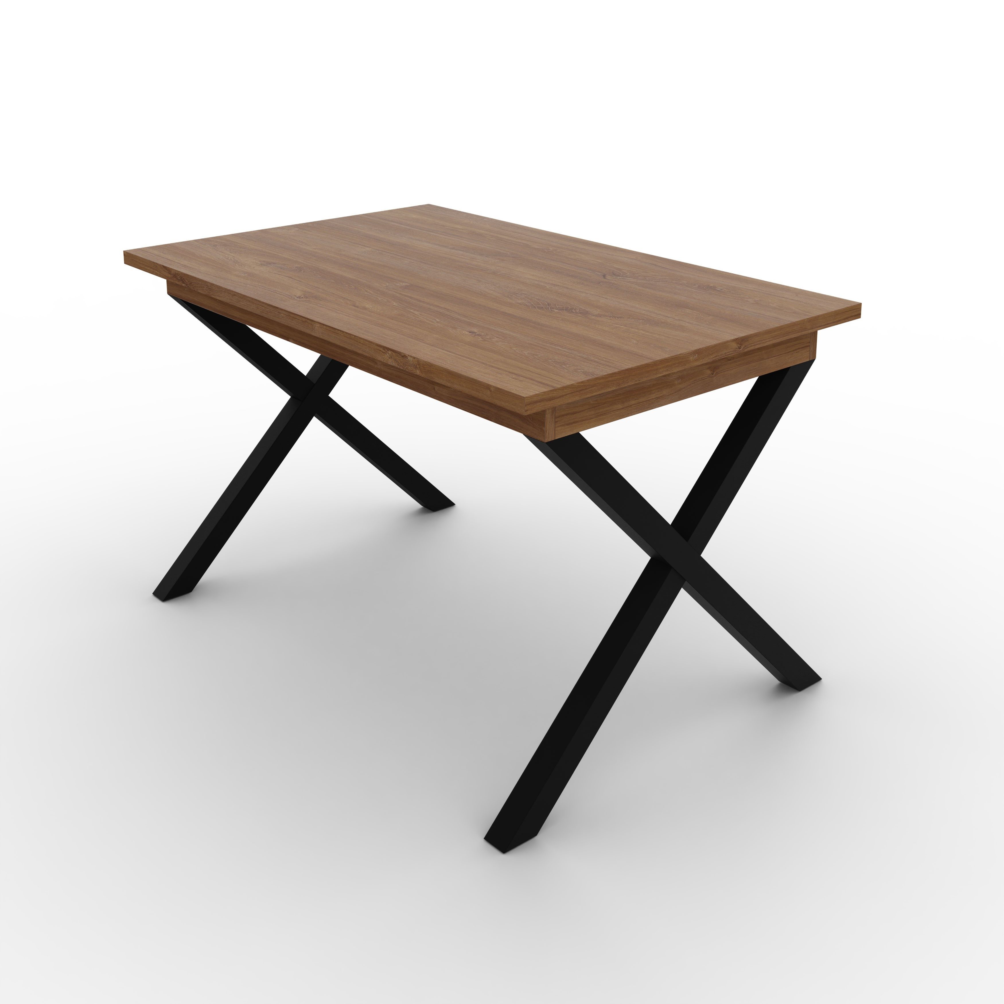 ALLHOUSE24 Esstisch X LOFT Ausklappbarer TISCH 150-198 cm Eiche Artisan/Stirling/Wotan (1x Tisch), Breite 150 cm bis zu 198 cm
