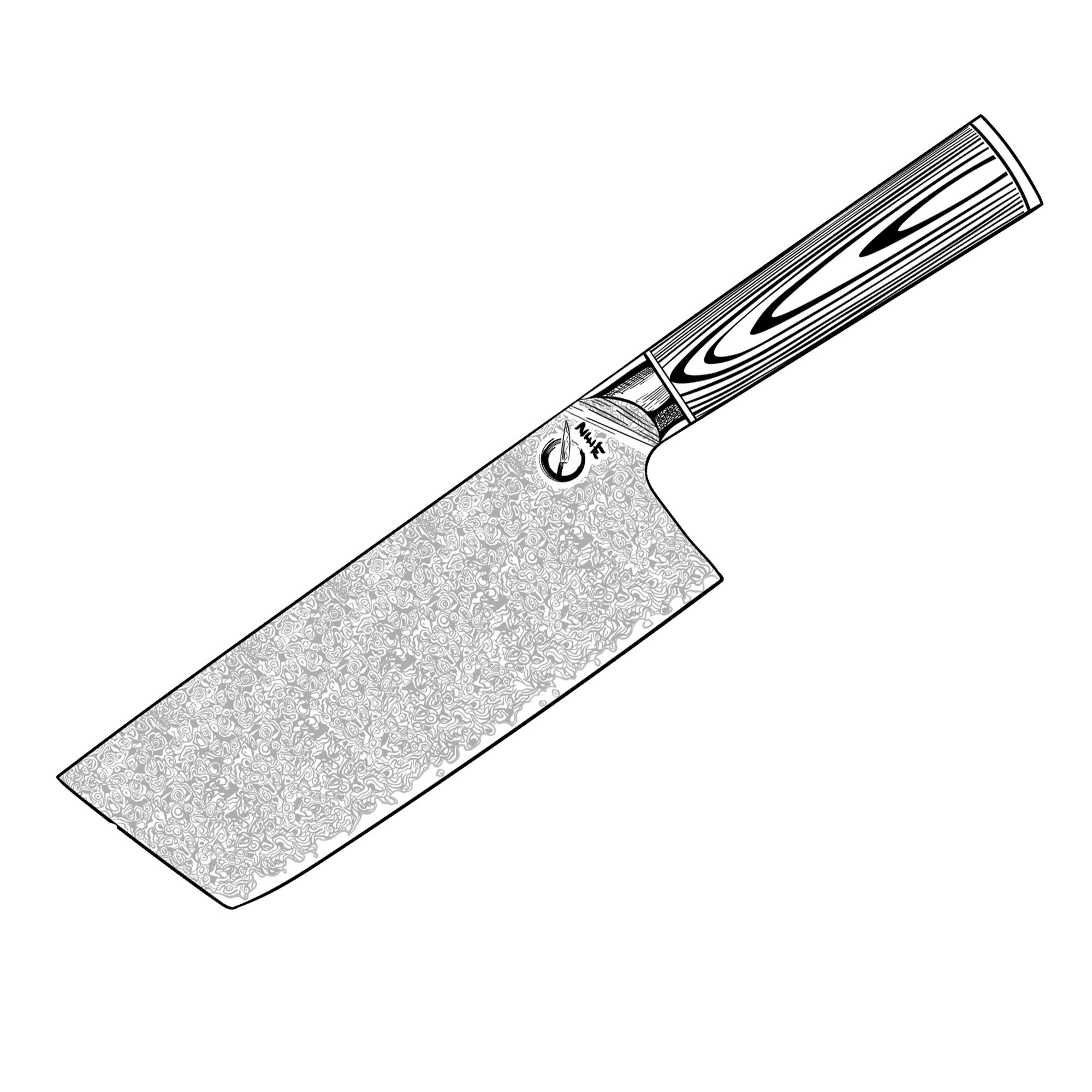 Küchenkompane Damastmesser ZEM, Hakku Aka Damastmesser