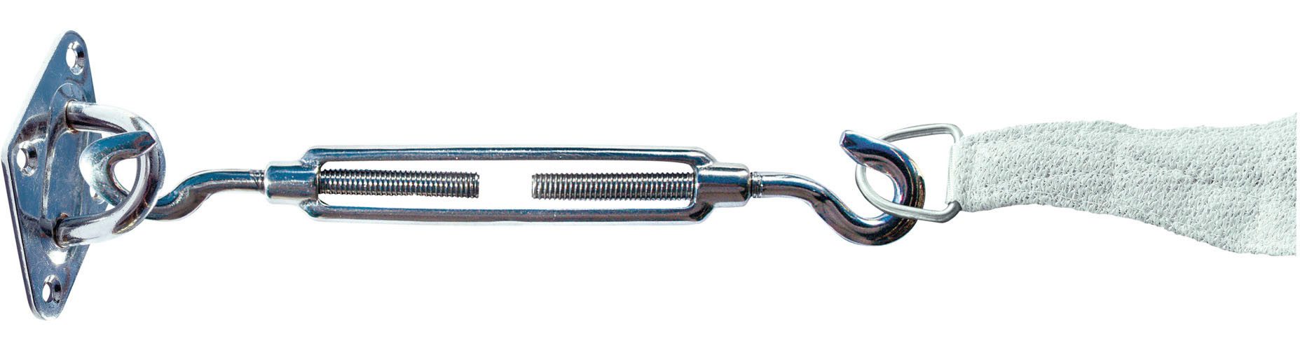 Windhager Seilspanngarnitur Spannanker aus Edelstahl, zum Spannen von Sonnensegel, Segelspanner mit 2 Haken, 29 cm, Tragkraft max. 80 kg