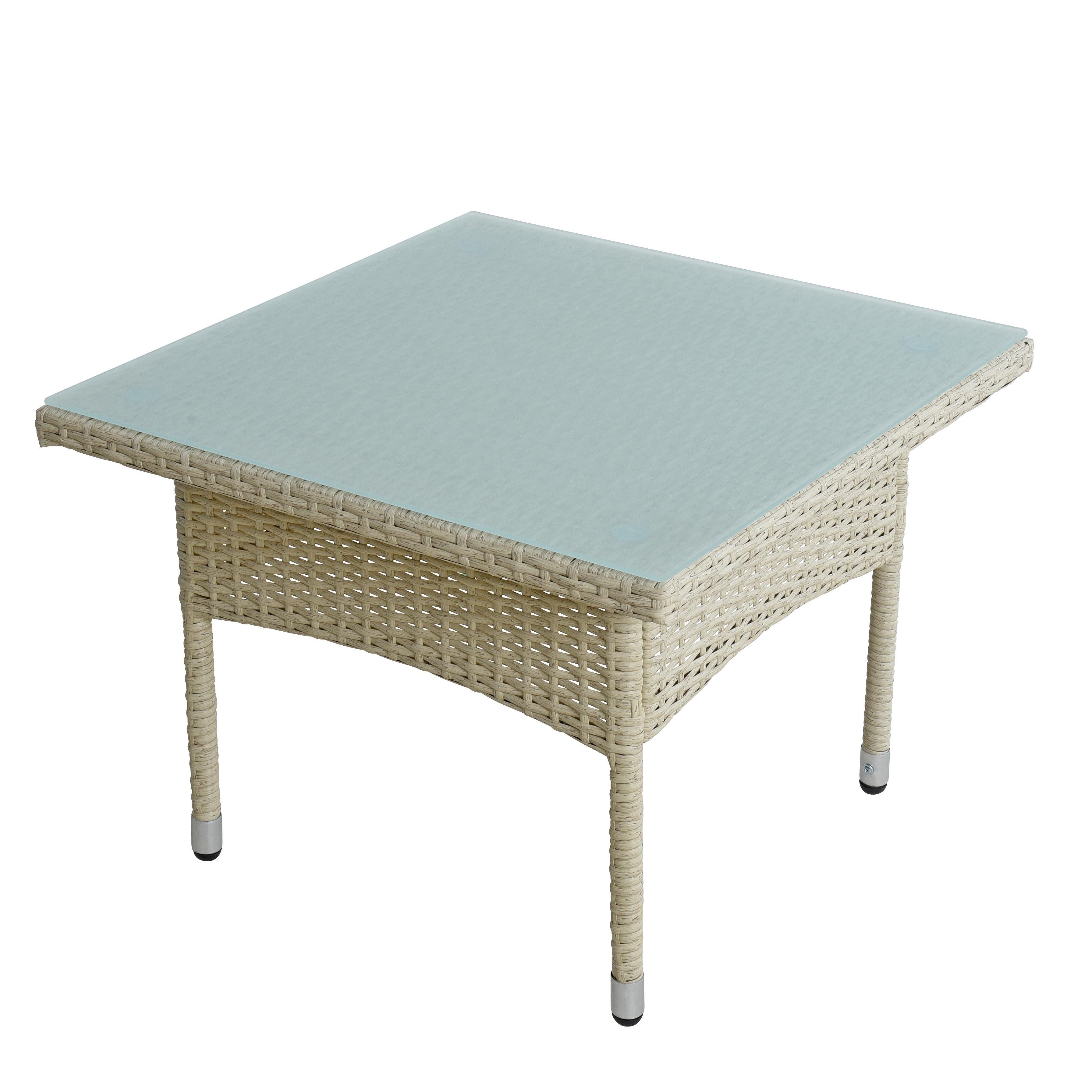 ESTEXO Gartentisch Beistelltisch Tisch Polyrattan Rattantisch Rattan Balkontisch Beige – Bild 5 von 5