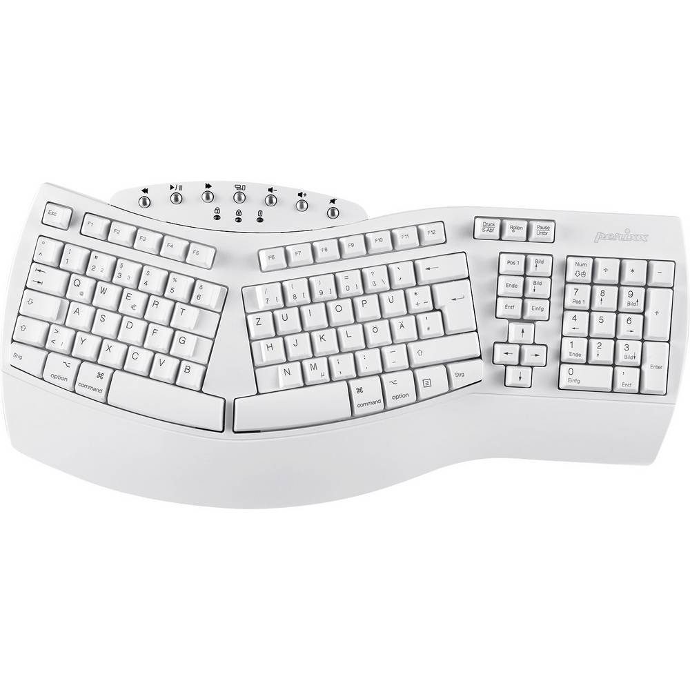 Perixx Bluetooth®-Tastatur Tastatur (Ergonomisch, Handballenauflage, Multimediatasten)