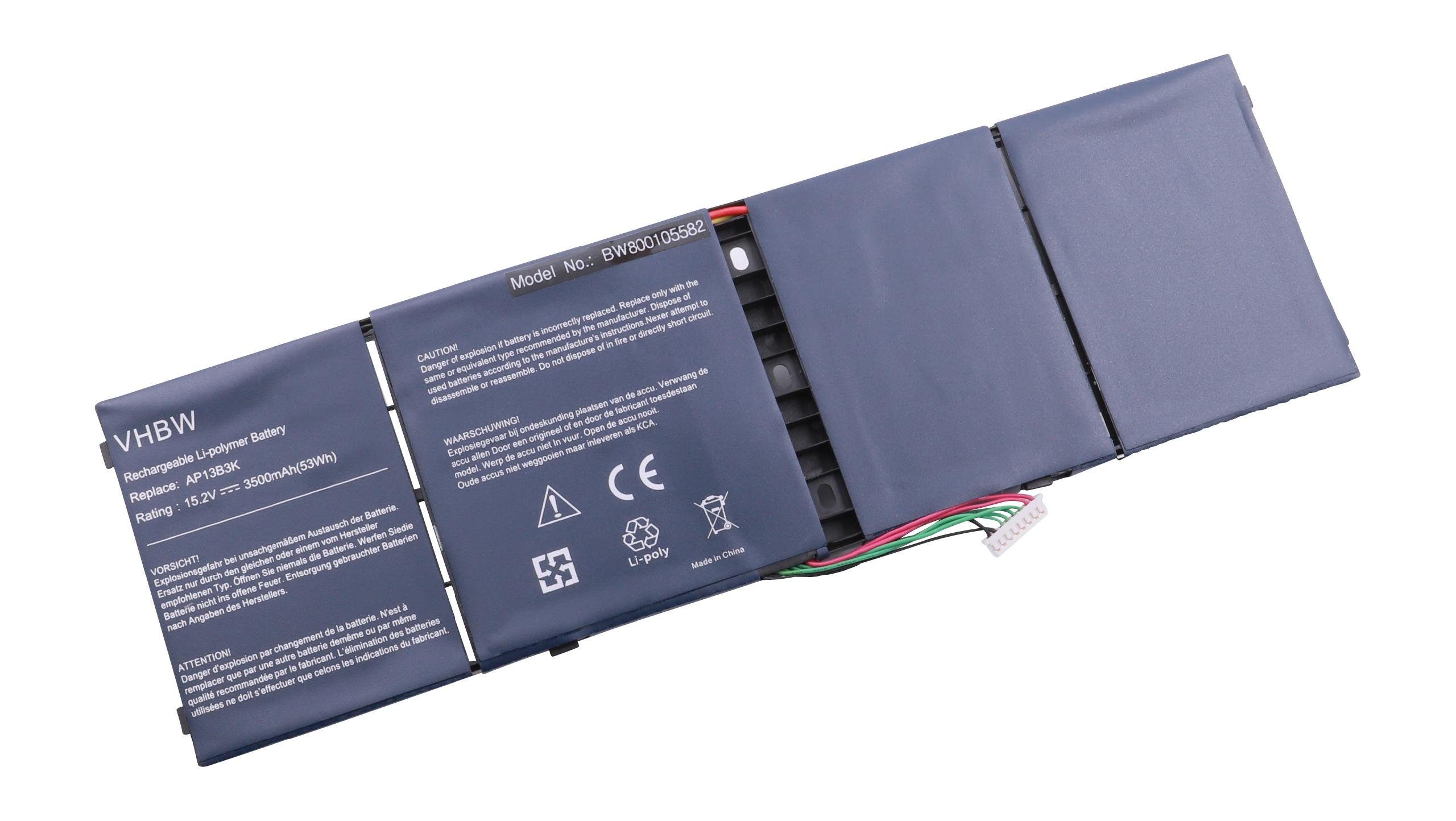 vhbw Laptop-Akku passend für Kompatibel mit Acer Aspire V7-581P-6881, V7-582P-54208G52TII, V7-581PG, V7-582P (3500mAh, 15,2V, Li-Polymer) 3500 mAh