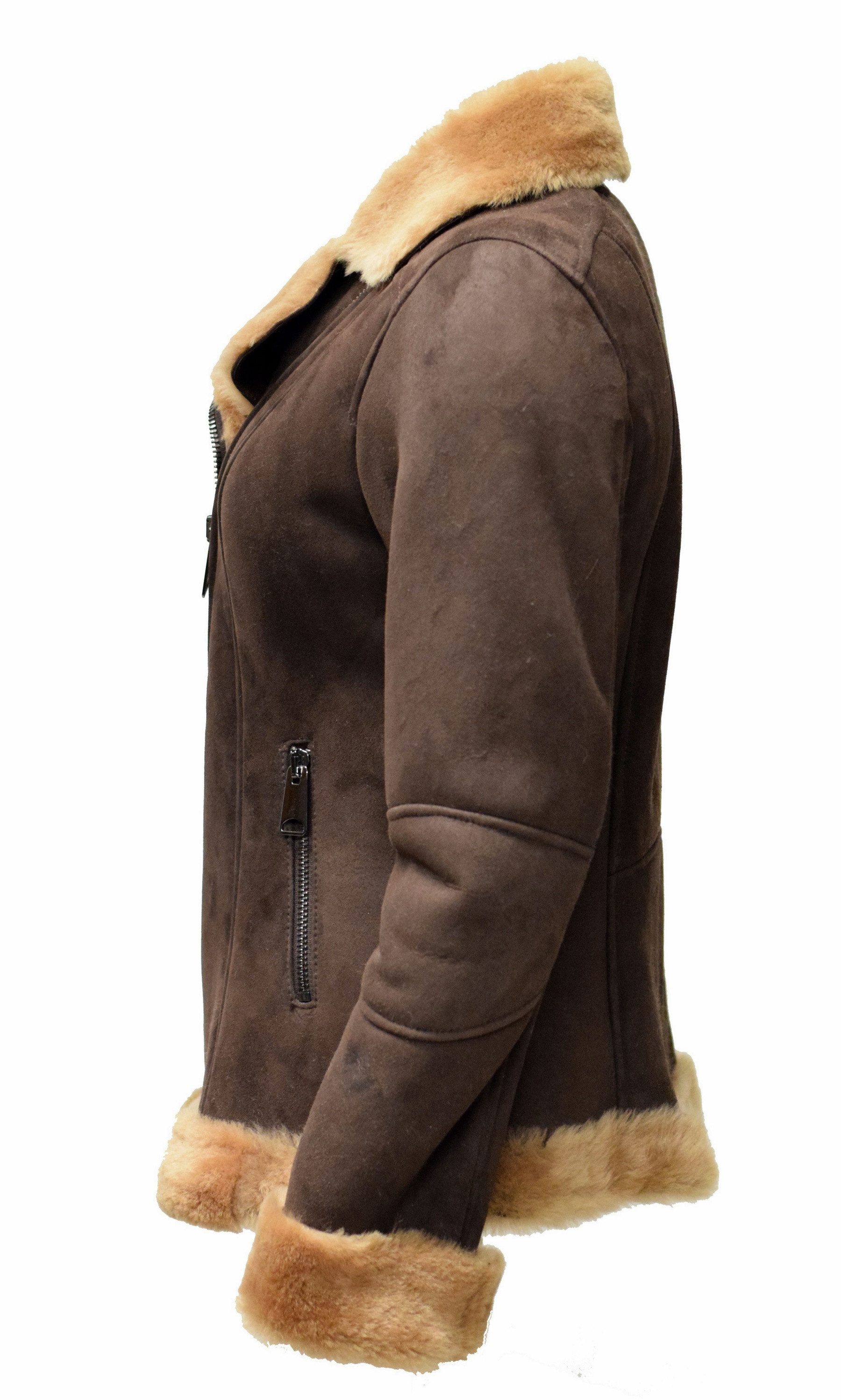 Zimmert Leather Lederjacke Agatha Lammfelljacke Braun Nuss Cognac Reverskra günstig online kaufen