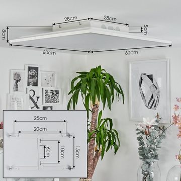 hofstein Panel »Manarola« dimmbares Deckenpanel aus Metall/Kunststoff, Weiß/Holzoptik, 3000 Kelvin, 200-2250 Lumen, Fernbedienung,Bluetooth,Lautsprecher,Timer, Nachtlicht