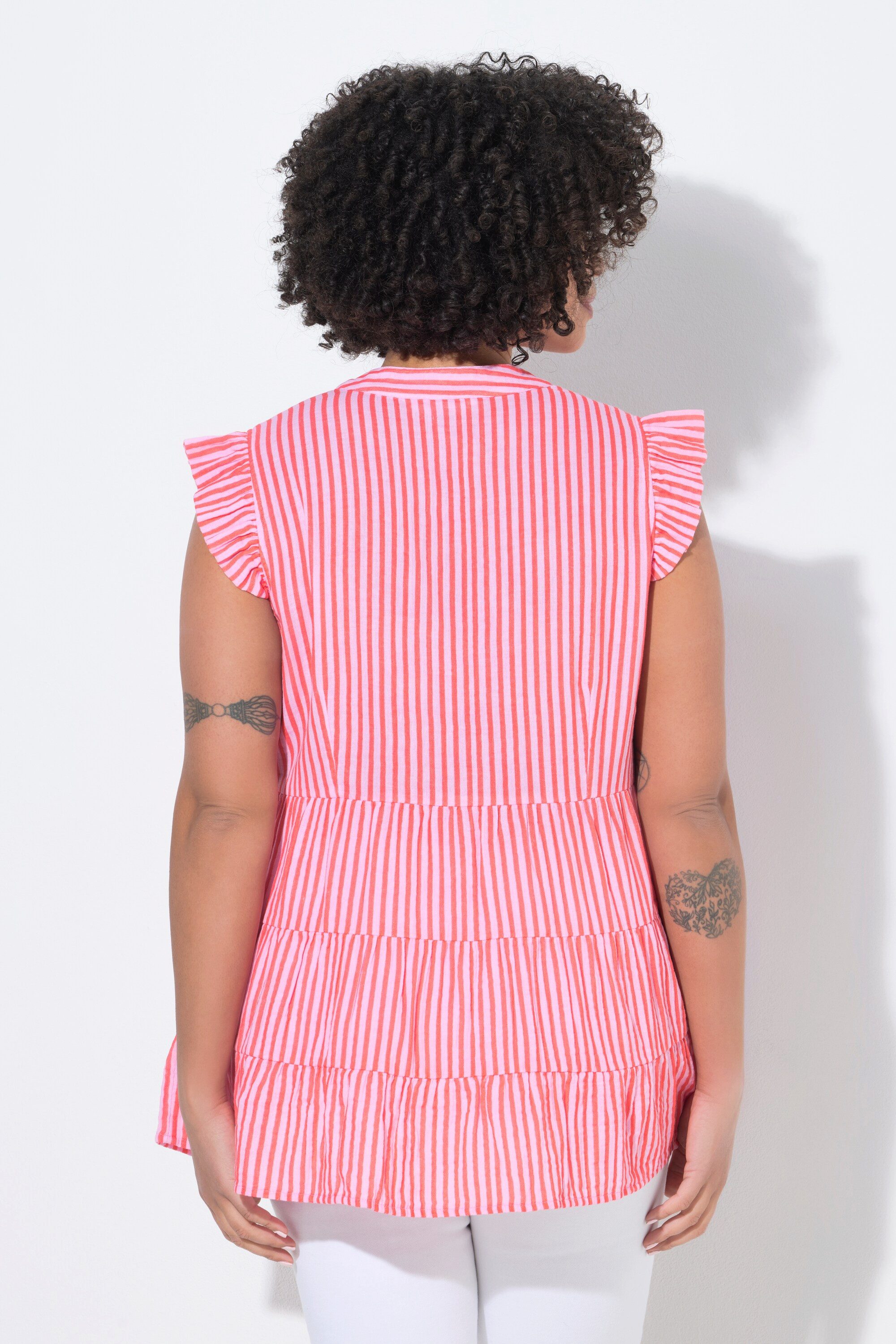 Angel of Style Longbluse Musselinbluse A-Linie Streifen Ärmelrüsche Volants