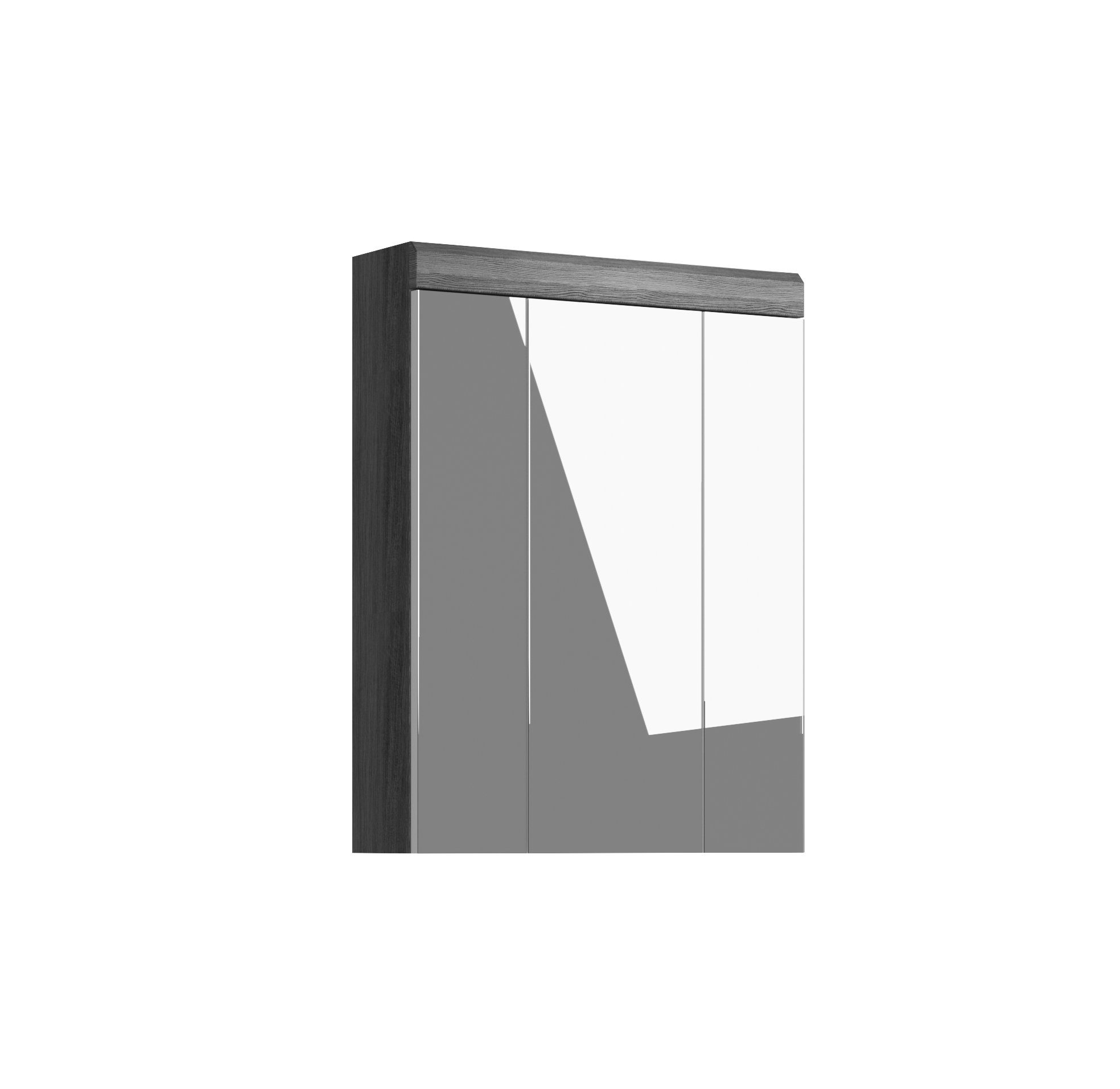möbelando Spiegelschrank Sandusky Moderner Spiegelschrank aus Spanplatte in Rauchsilber Nachbildung mit 3 Spiegeltüren und 6 Einlegeböden. Breite 60 cm, Höhe 79 cm, Tiefe 18 cm