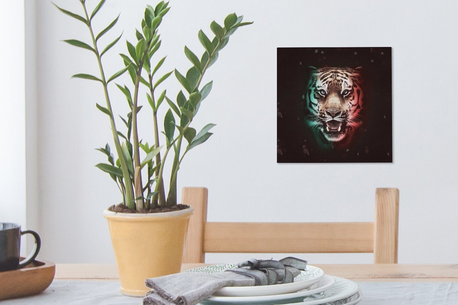 OneMillionCanvasses® Leinwandbild Tiger - Schlafzimmer (1 Leinwand Farbe Wohnzimmer - Bilder St), für Tiere