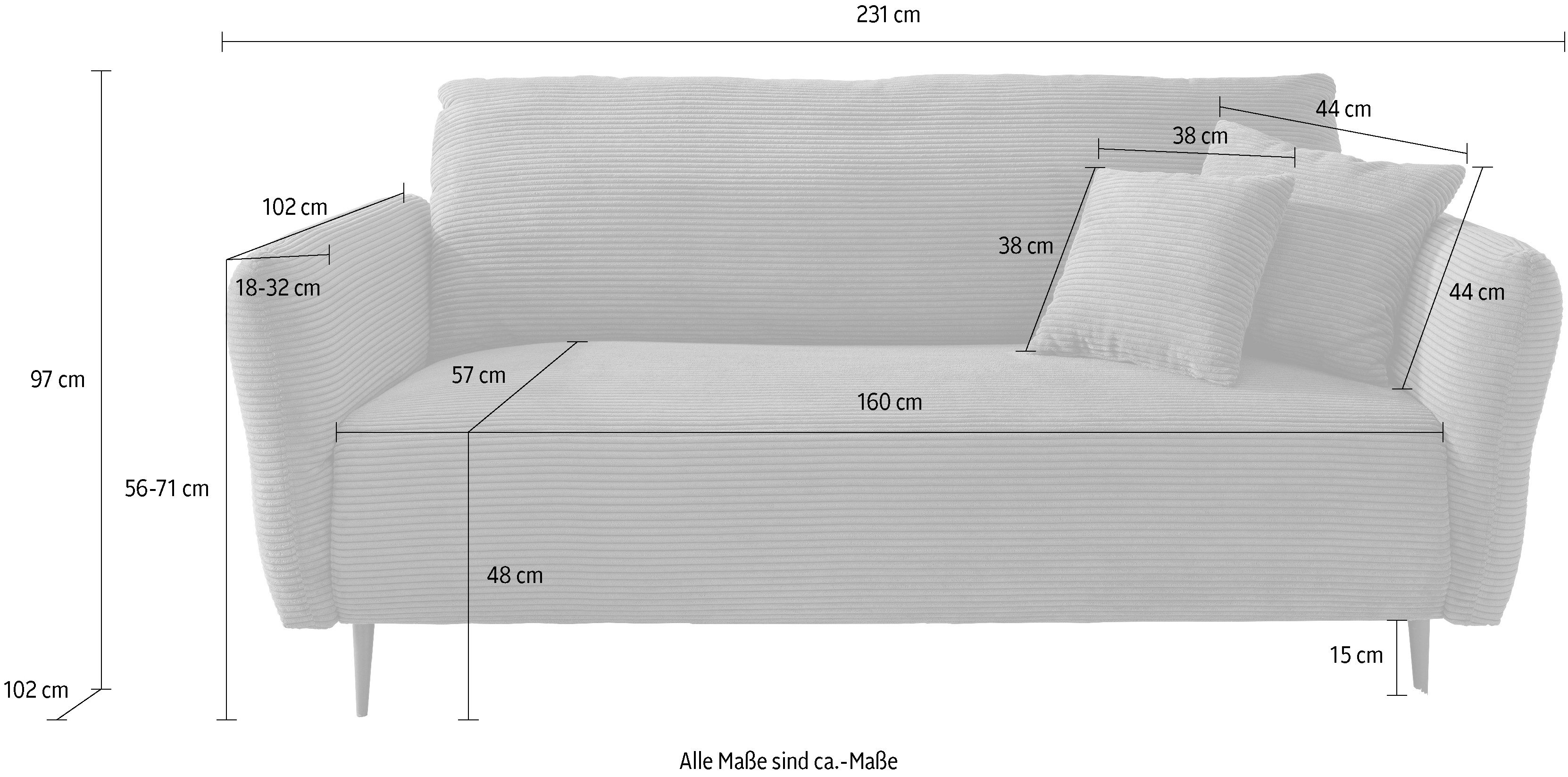 Home affaire 3-Sitzer Vanilla, Armlehnenfunktion