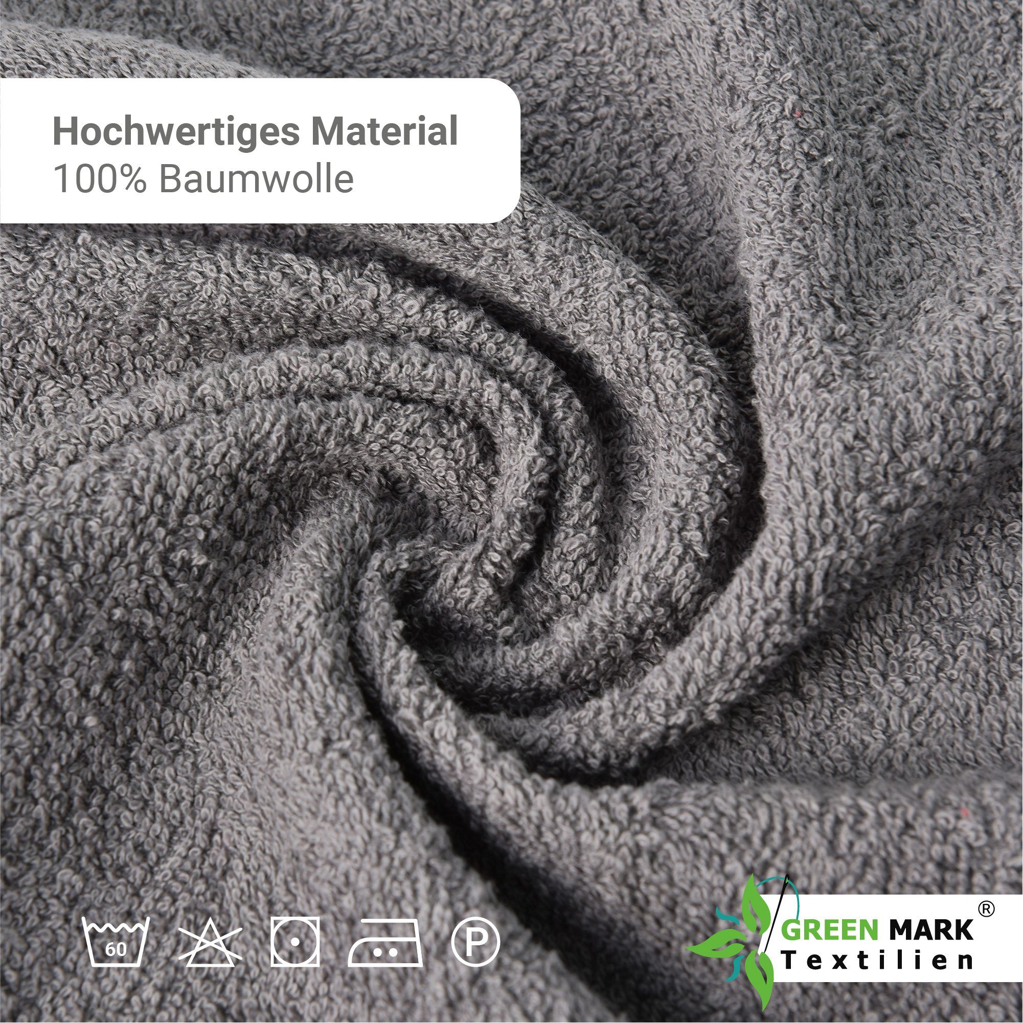 100% NatureMark grau 70x140cm Anthrazit Duschtuch Duschhandtuch (4-St), Baumwolle 400gsm, Duschtuch