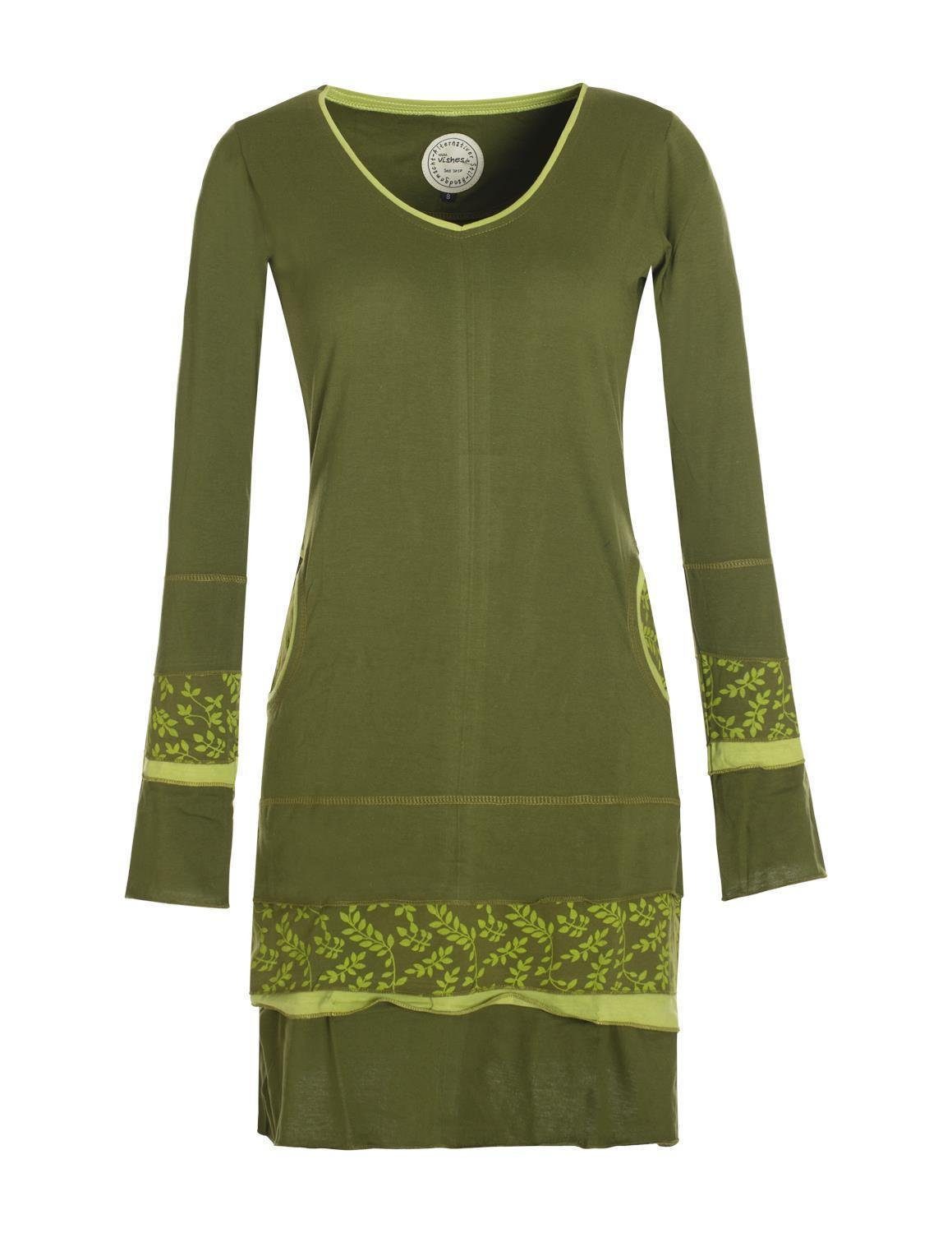 Vishes Jerseykleid Langarm Lagenlook Strickkleid Sweatshirtkleid Elfen, Hippie, Goa Style