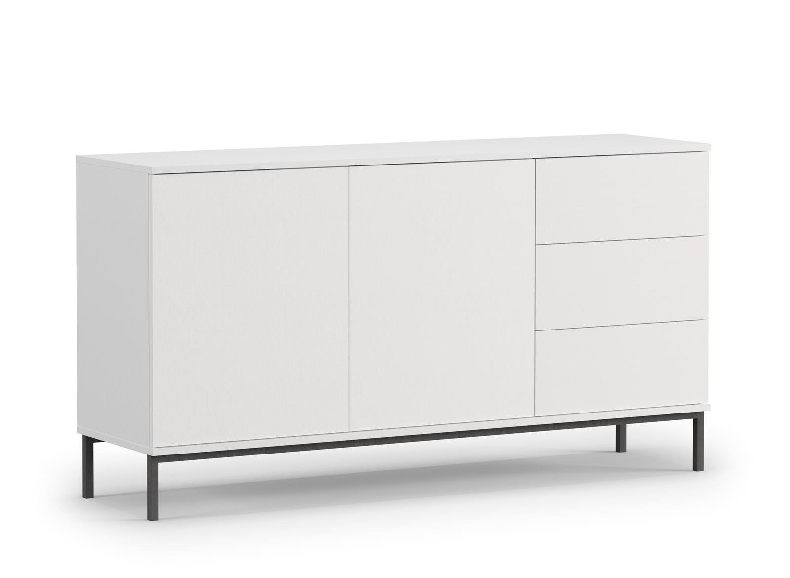 Beautysofa Kommode QUERTY moderne Wohnkommode mit 3 Schubladen & 2 Türen (Push-to-Open, Metallgestell), Breite: 150 cm