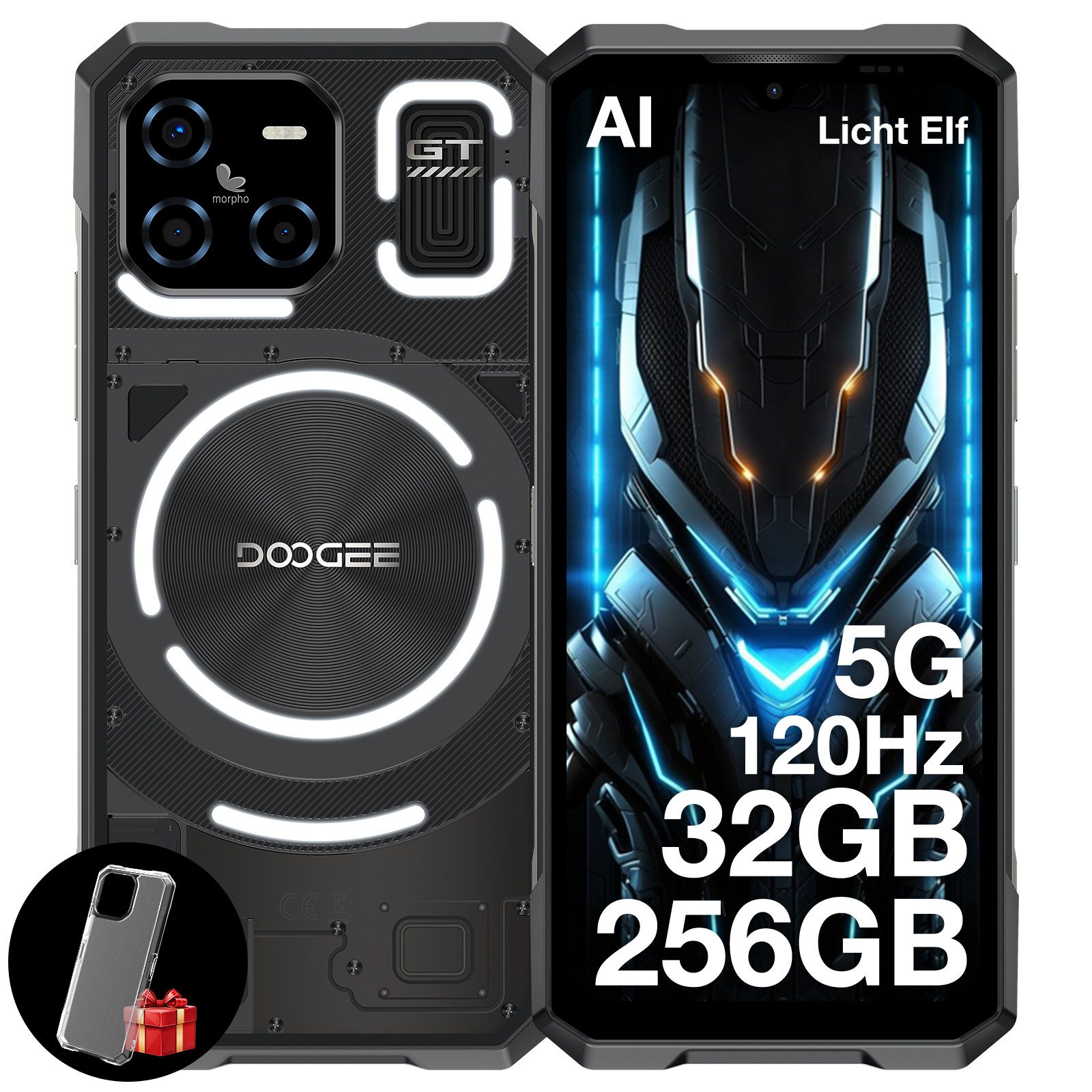 DOOGEE BLADE GT 5G Handy 12GB+256GB/2TB TF, 6.72" FHD+48MP, 5500mAh Smartphone (6.72 Zoll, 256 GB Speicherplatz, 48 MP Kamera, mit LED Lichteffekte,WiFi 6, Fingerabdruck, Gesichtserkennung, NFC)
