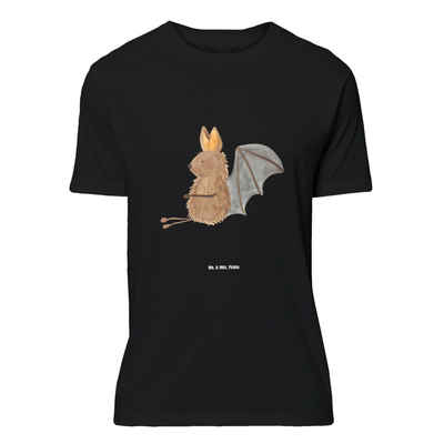 Mr. & Mrs. Panda T-Shirt Fledermaus Sitzen - Schwarz - Geschenk, T-Shirt mit Spruch, entspanne (1-tlg)