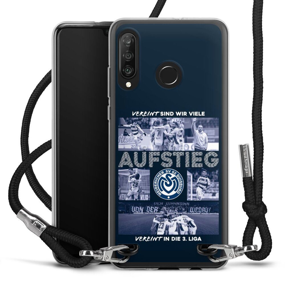 DeinDesign Handyhülle MSV Duisburg Aufstieg Offizielles Lizenzprodukt, Huawei P30 Lite Premium Handykette Hülle mit Band Case zum Umhängen