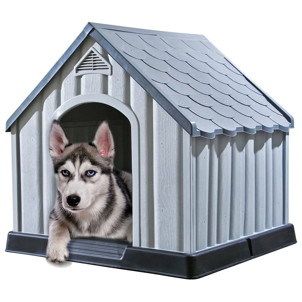 vidaXL Hundezwinger Hundehütte Grau 92x87x91 cm Kunststoff