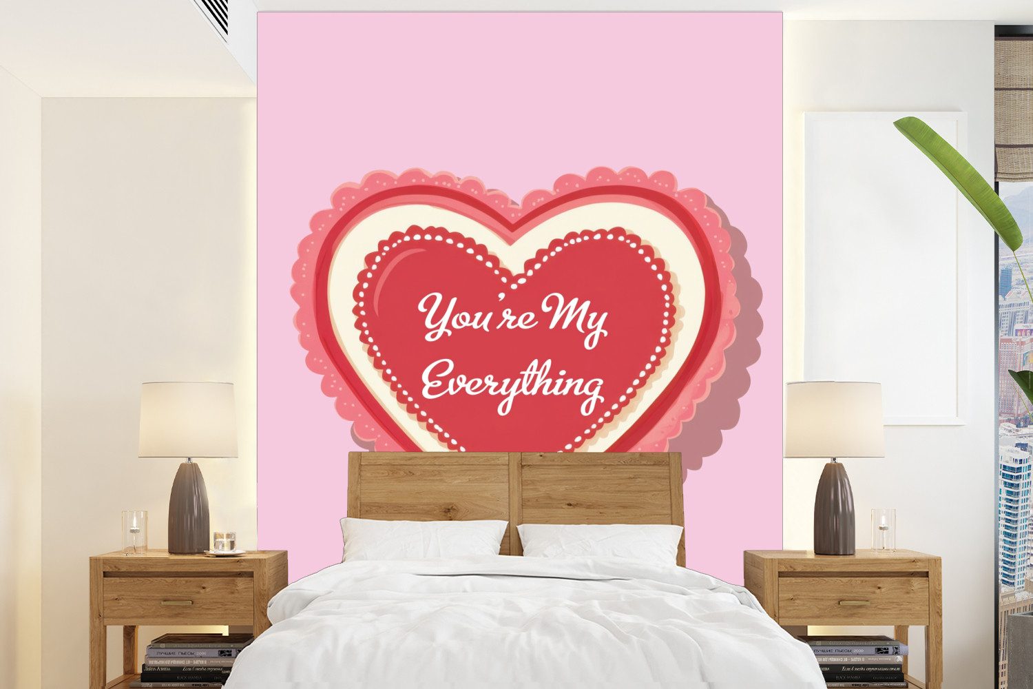 MuchoWow Fototapete Liebe - Herz - Valentinstag, Matt, bedruckt, Wallpaper für Wohnzimmer, Schlafzimmer, Vinyl Tapete, 165x220 cm