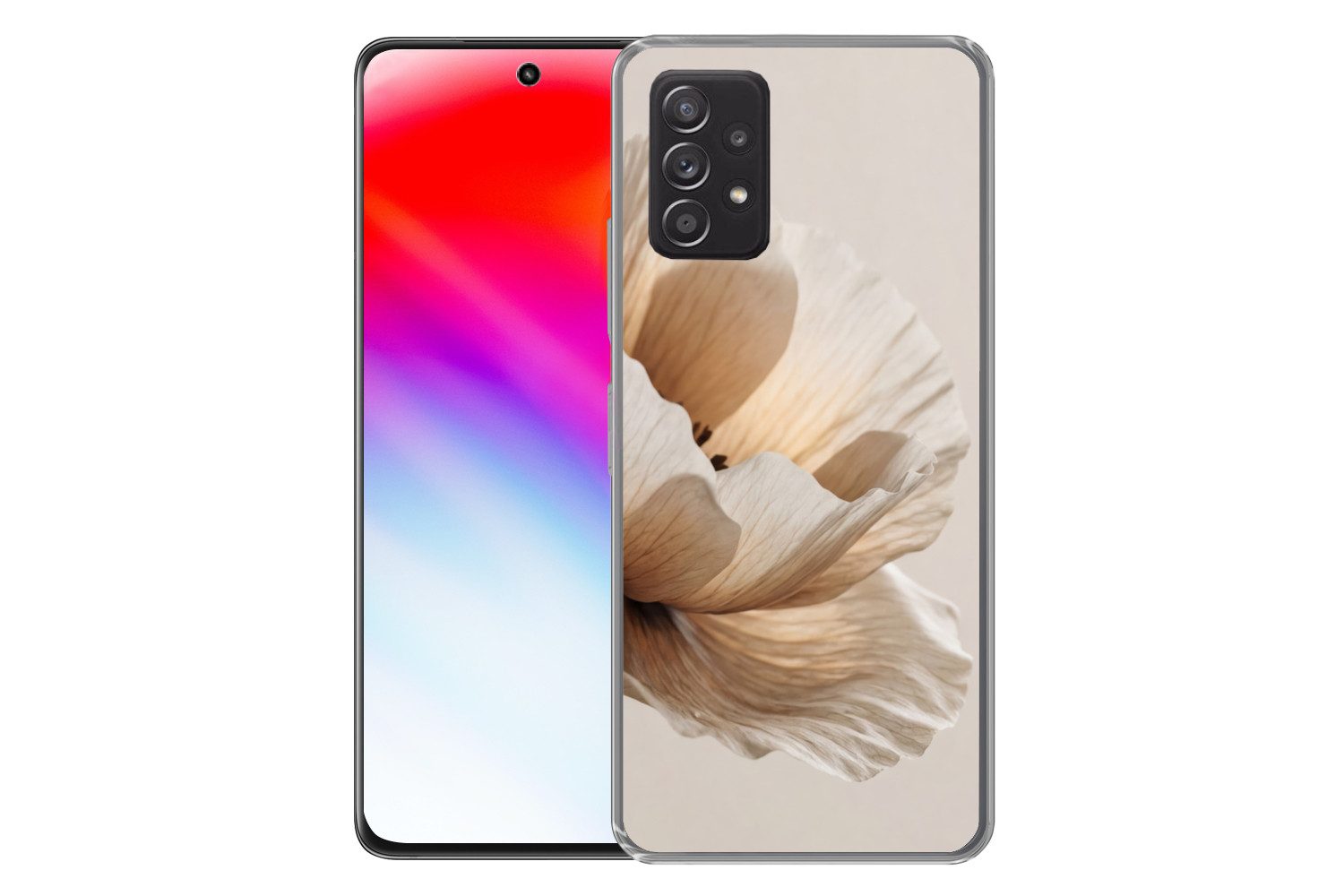 MuchoWow Handyhülle für Samsung Galaxy A53 5G Blume - Beige - Creme, Phone Case, Silikon, Schutzhülle Dünn